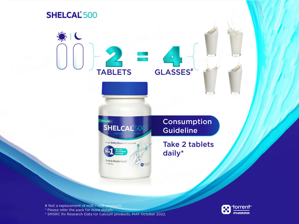Shelcal 500 Calcium & Vitamin D3 Bone & Muscle Health Tablet