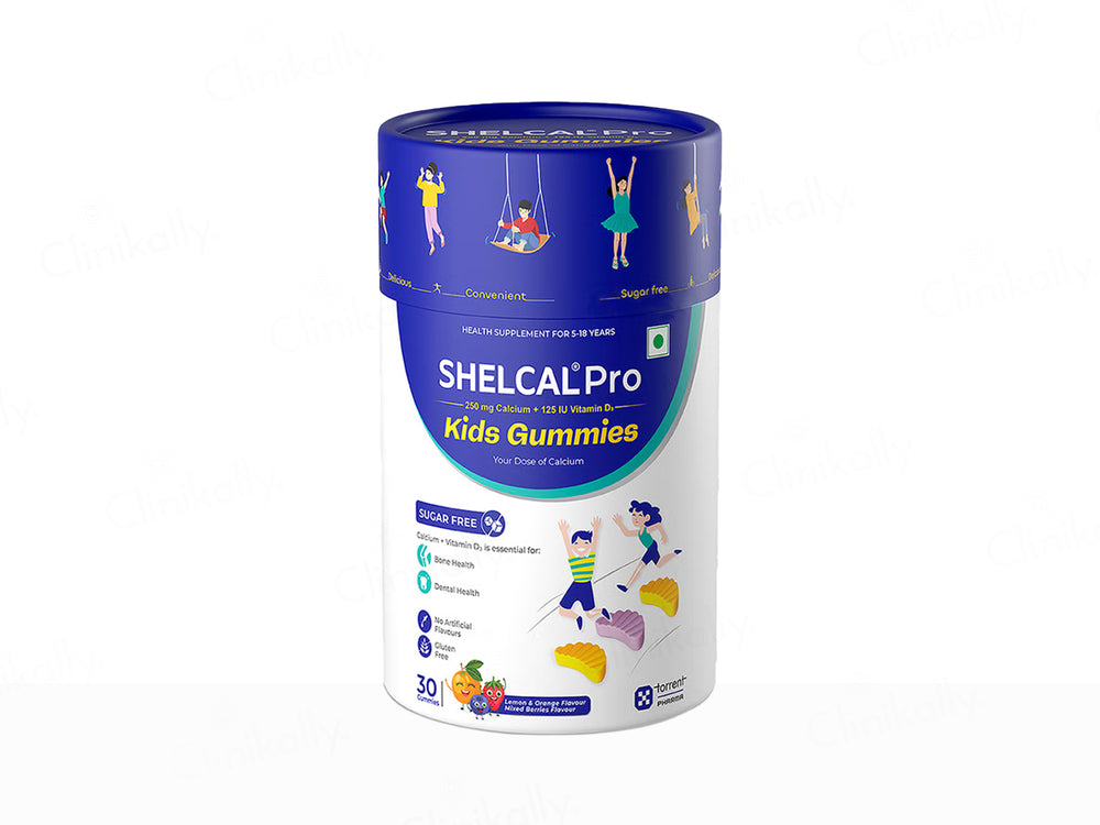 Shelcal Pro Kids Calcium & Vitamin D3 Sugar Free Gummies - Lemon & Orange And Mixed Berries Flavour