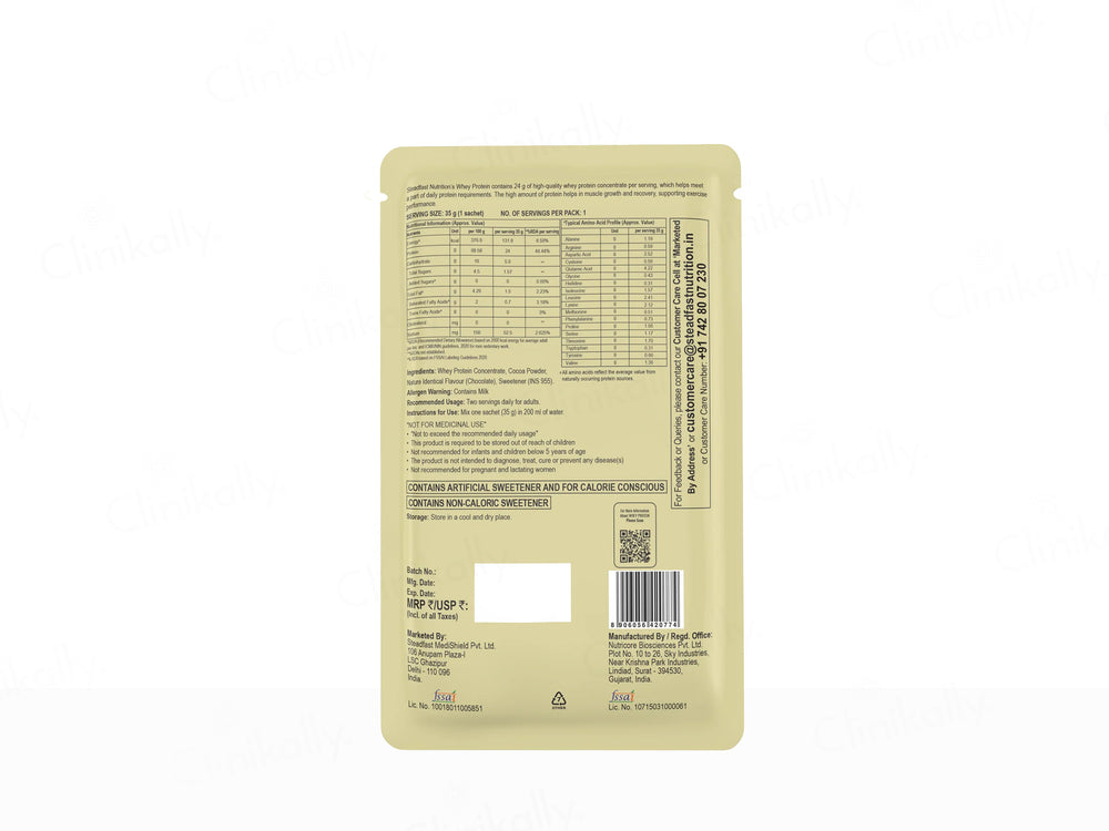 Steadfast Nutrition Whey Protein Sachet - Chocolate Flavour