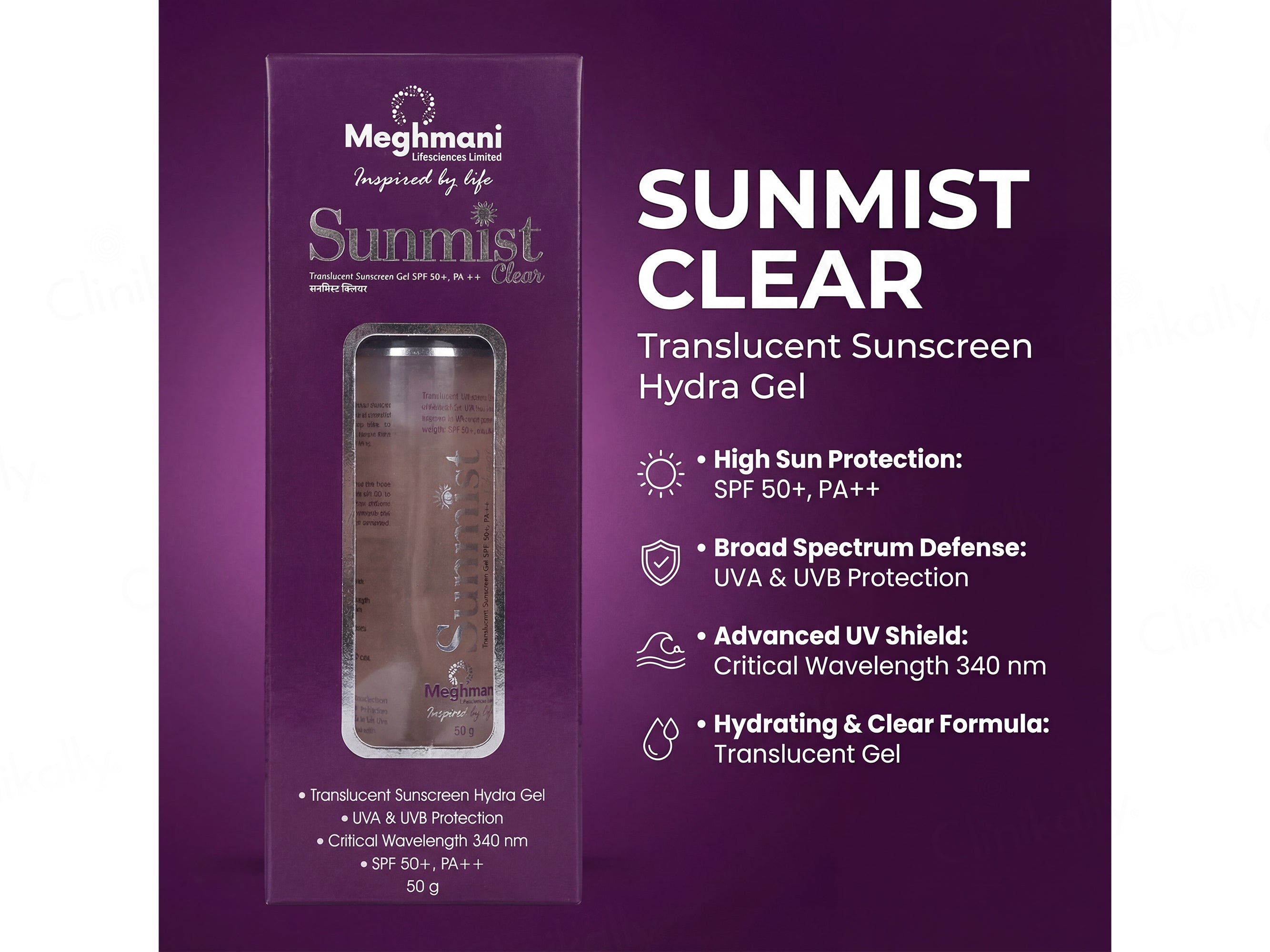 Sunmist Clear Translucent Sunscreen Gel SPF 50+ PA++