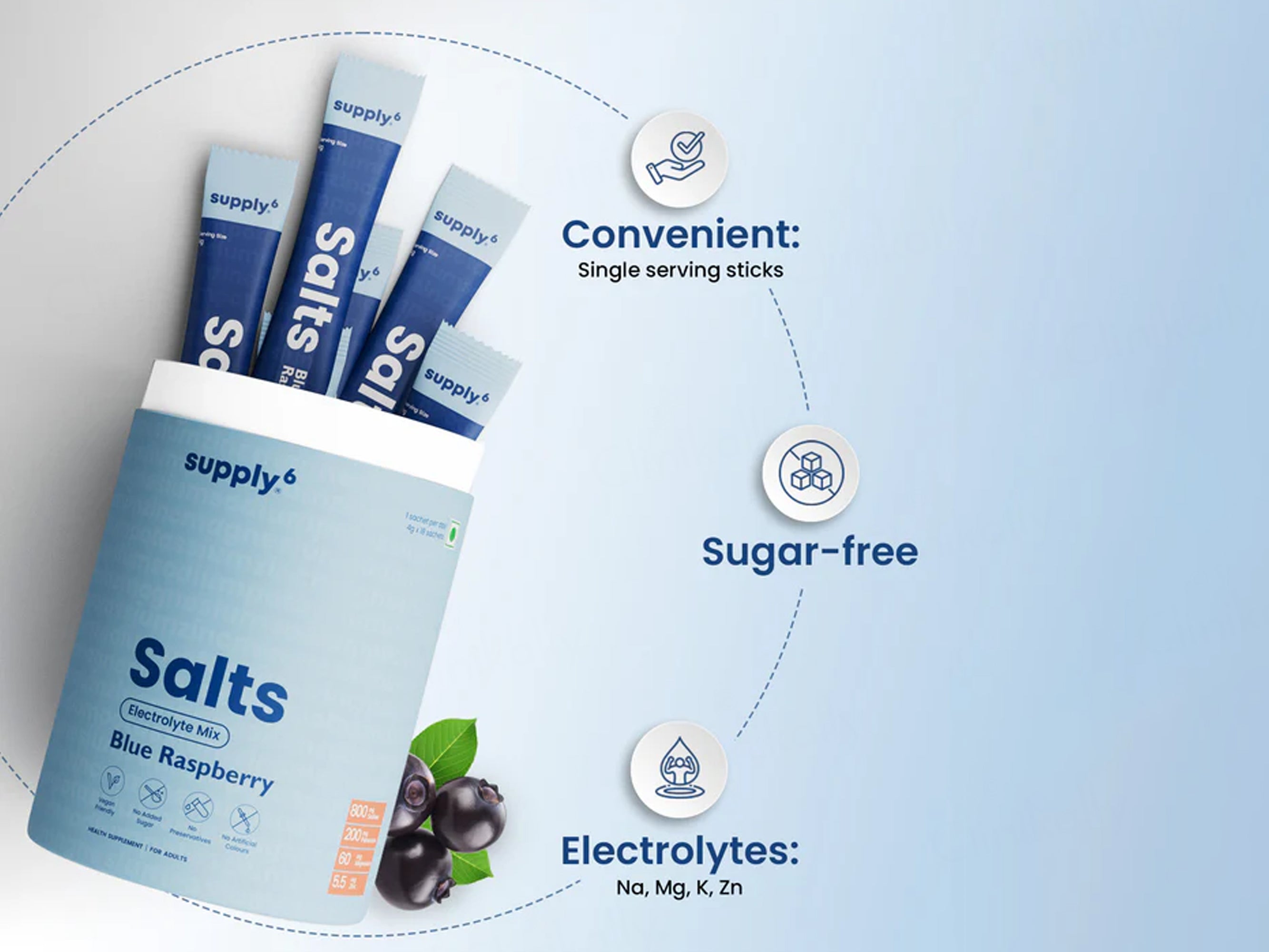 Supply6 Salts Electrolyte Mix Health Supplement Powder For Adults