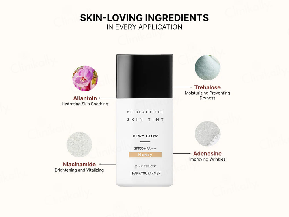Thank You Farmer Be Beautiful Skin Tint Dewy Glow Moisturiser Sunscreen SPF 50 PA++++ (Honey)