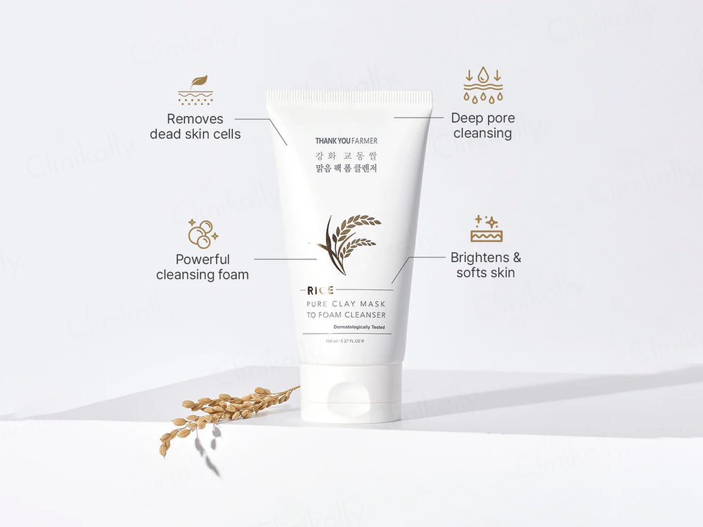 Thank You Farmer Rice Pure Clay Mask To Foam Cleanser