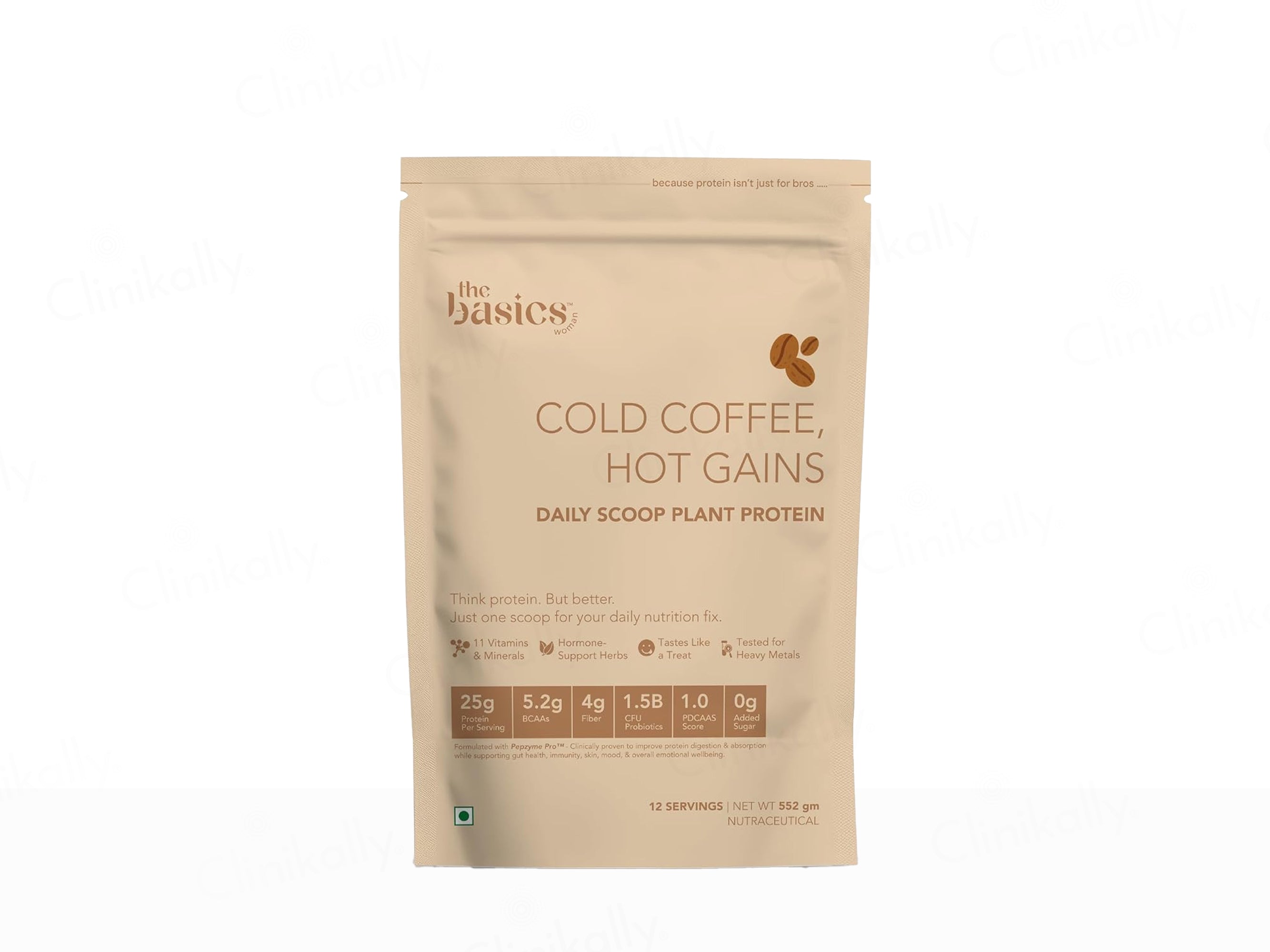 The Basics Woman Cold Coffee, Hot Gains Daily Scoop Plant Protein Powder