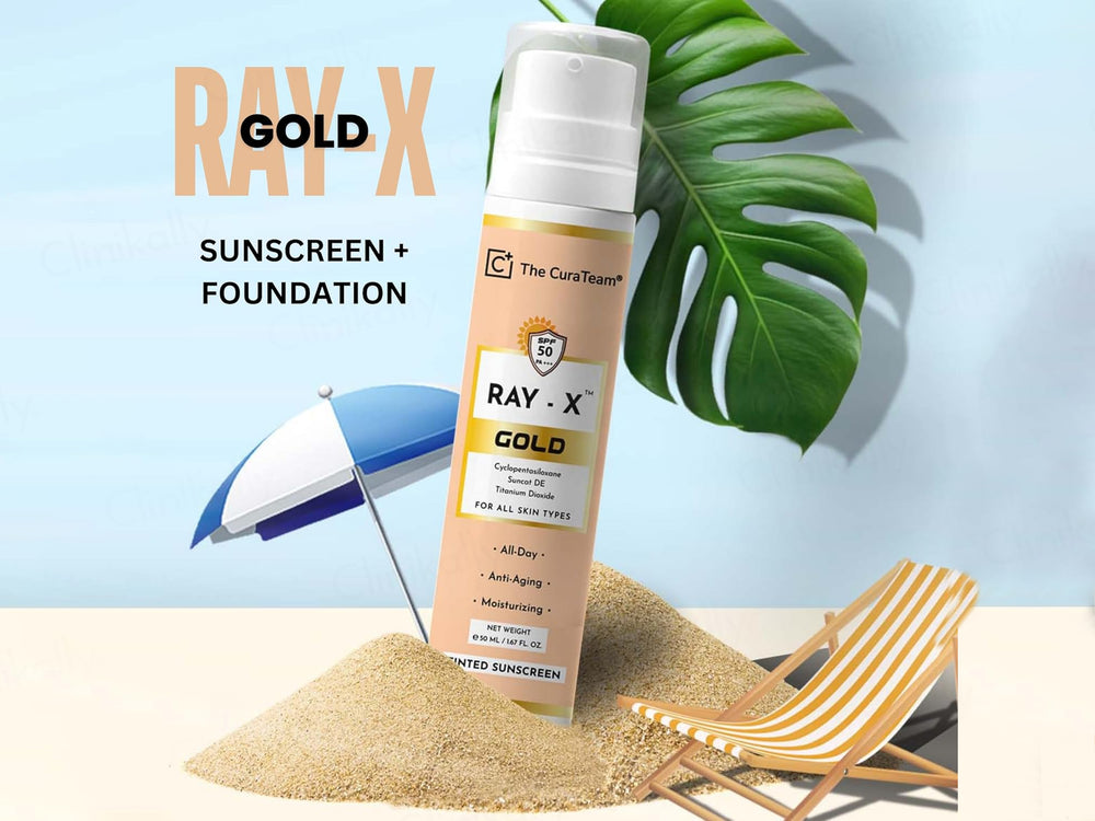 The CuraTeam Ray-X Gold Tinted Sunscreen Gel SPF 50 PA+++
