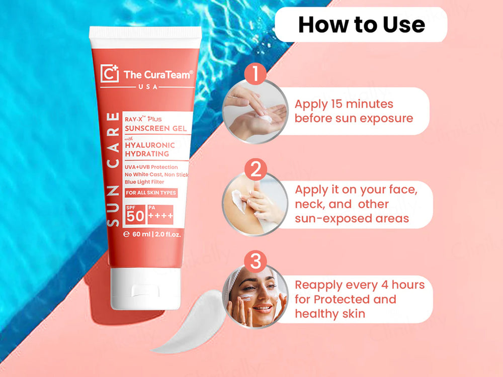 The CuraTeam Ray-X Plus Hyaluronic Hydration Sunscreen Gel SPF 50 PA++++