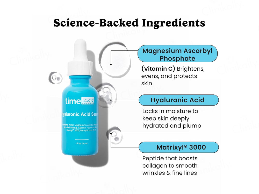 Timeless Skin Care Hyaluronic Acid Face Serum With Vitamin C & Matrixyl 3000