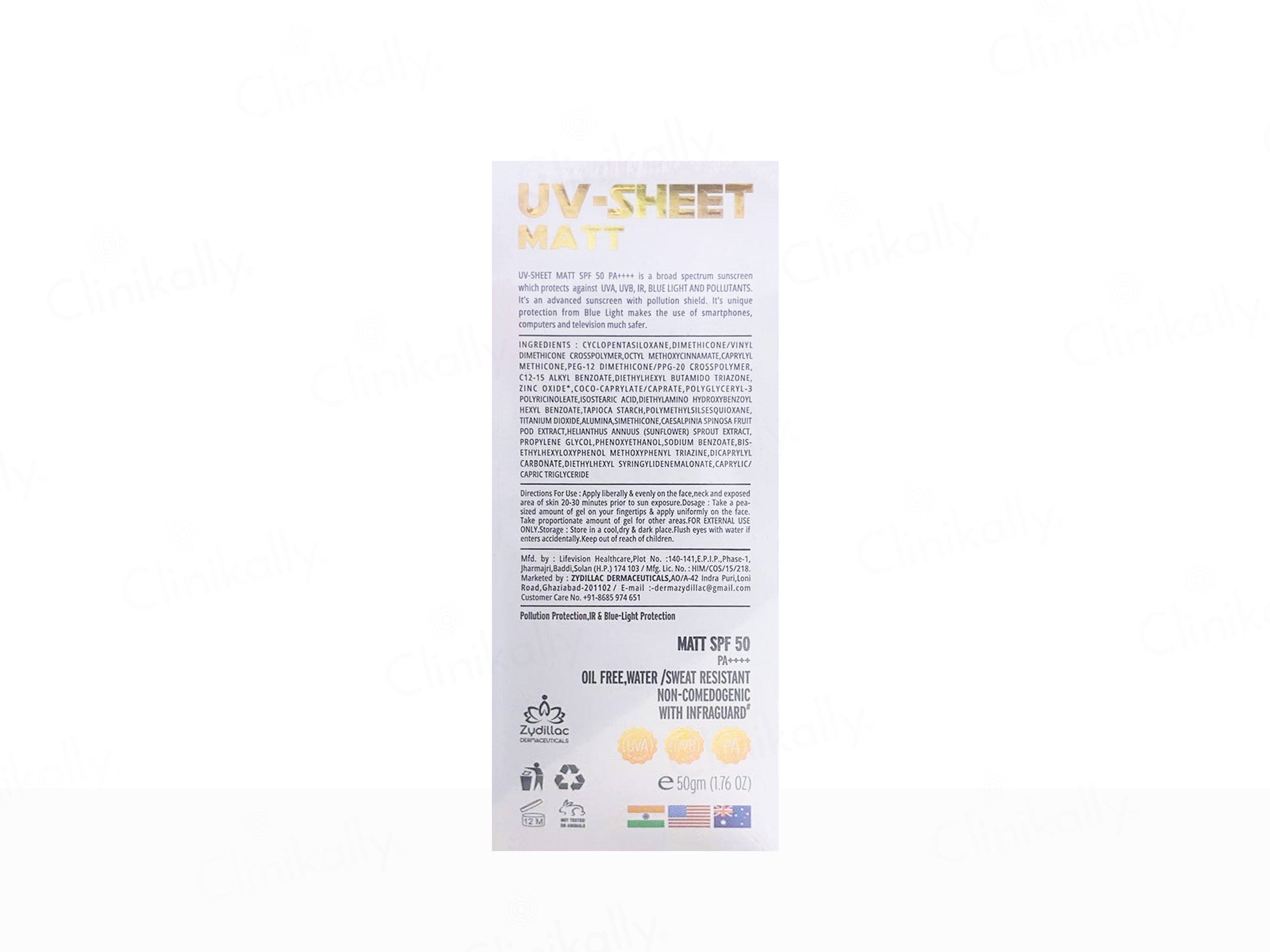 UV-Sheet Matt Sunscreen SPF 50 PA++++