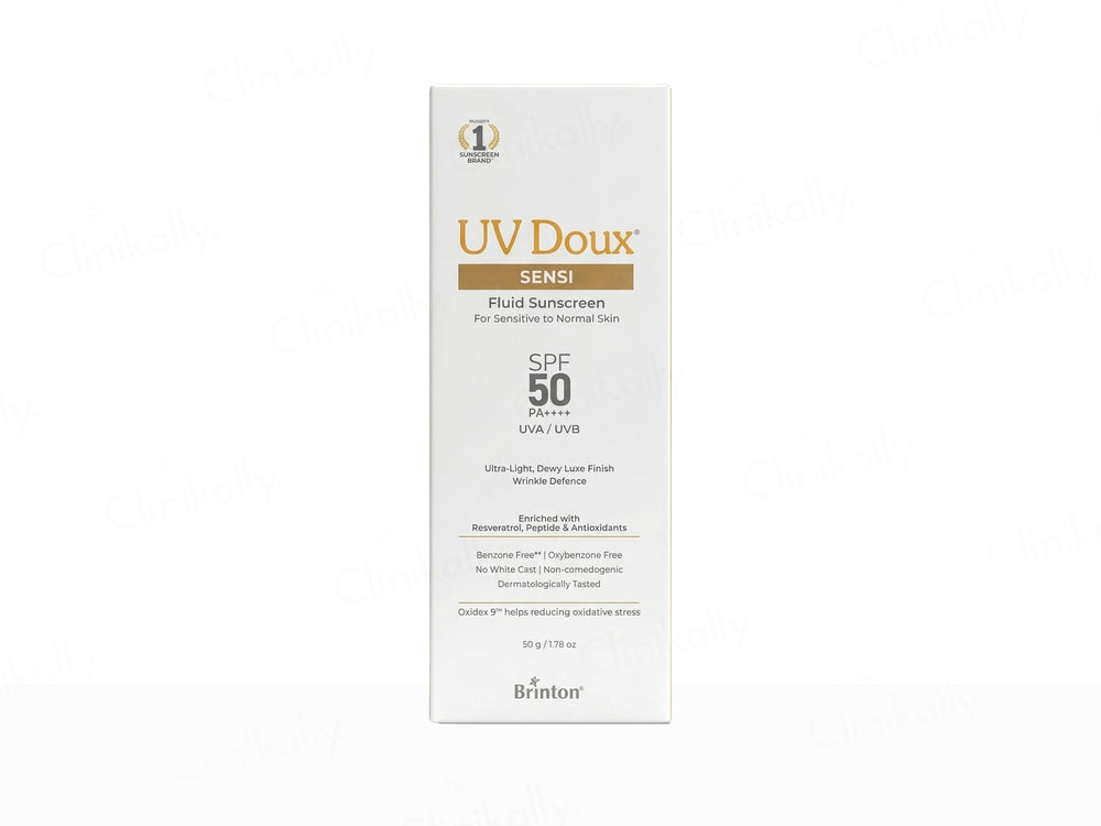 UV Doux Aqua Fluid Sunscreen SPF 50 PA++++ For Dry, Normal & Combination Skin