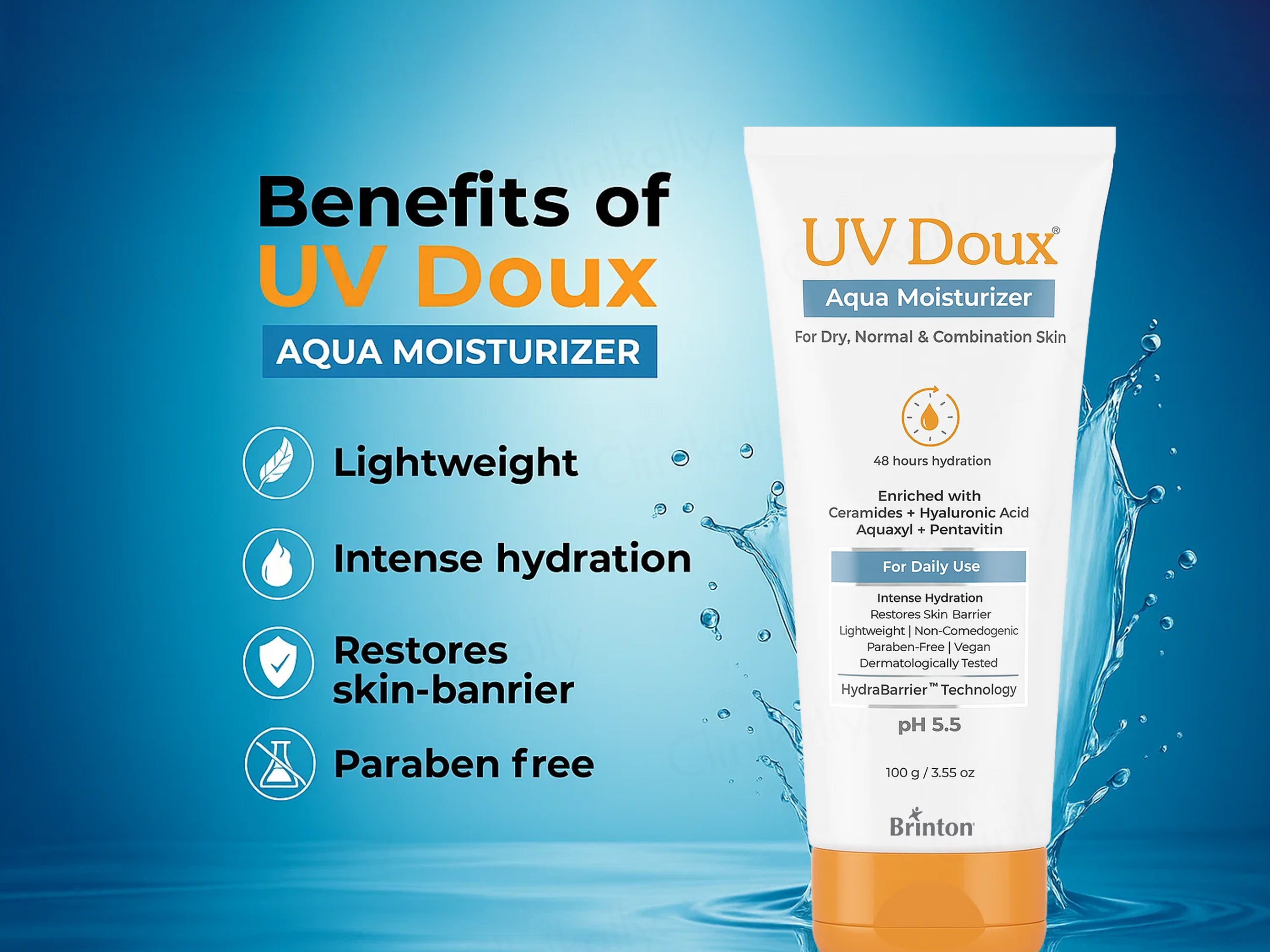 UV Doux Aqua Lightweight Moisturizer For Dry, Normal & Combination Skin