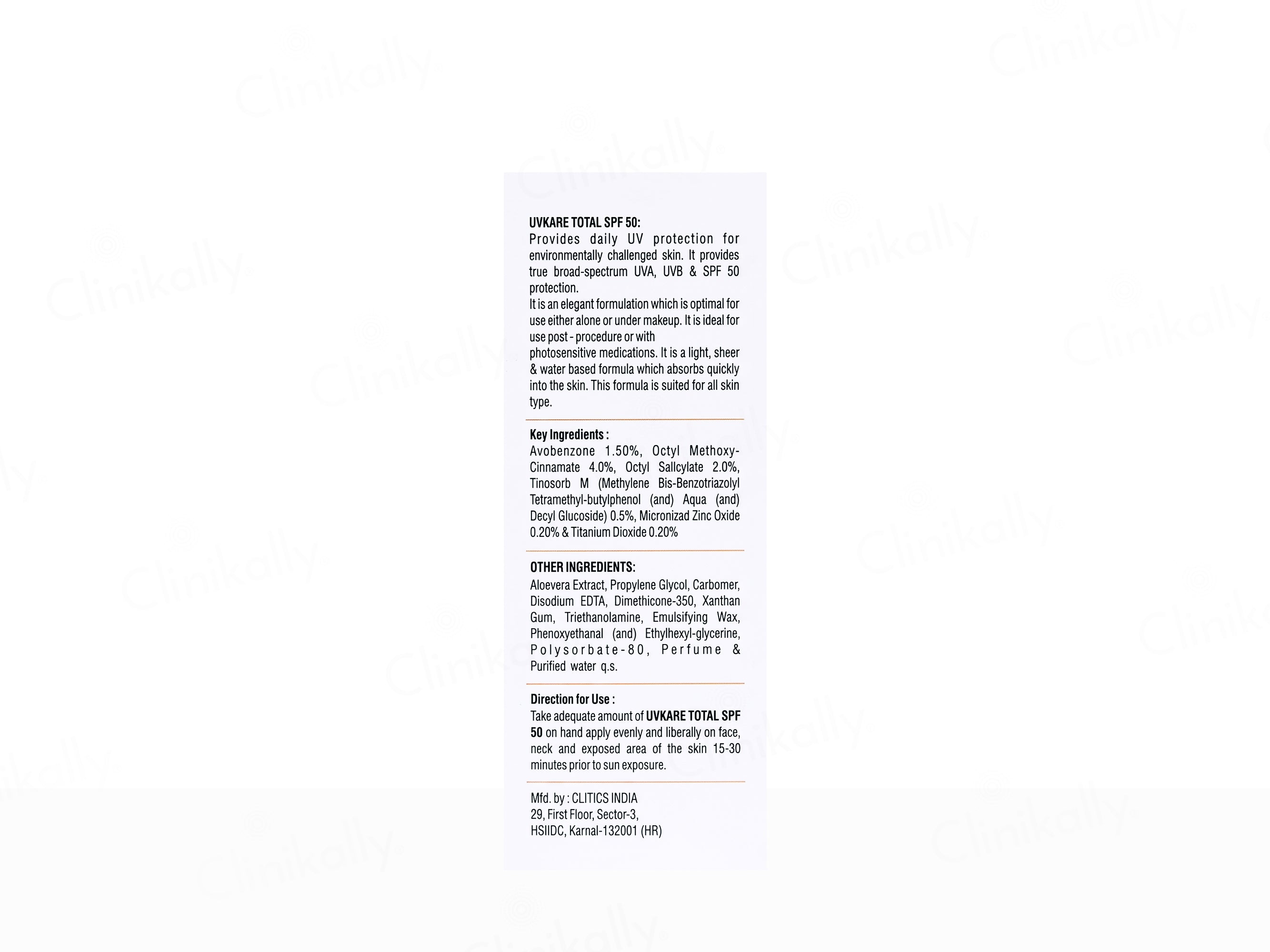 UVKare Total Nano Gel Sunscreen SPF 50 PA+++