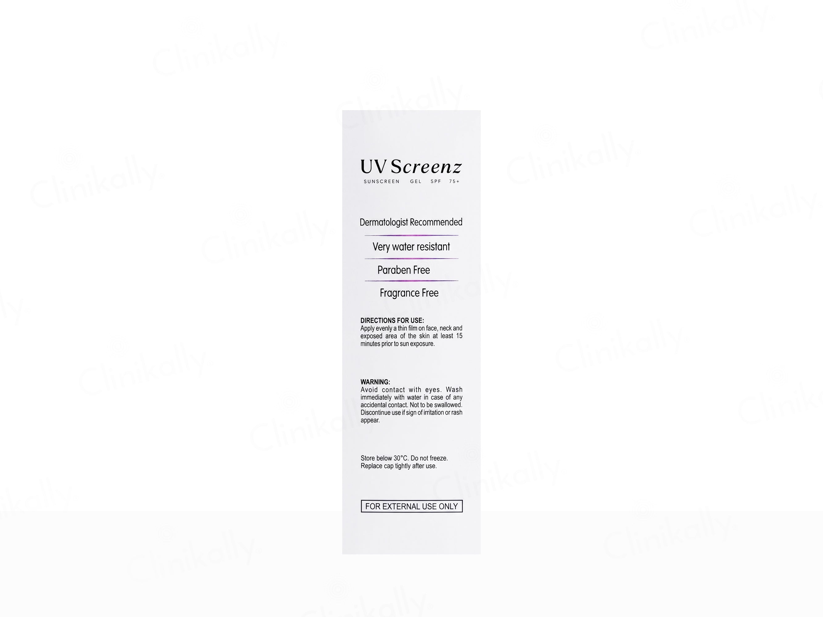 UV Screenz Sunscreen Gel SPF 75+