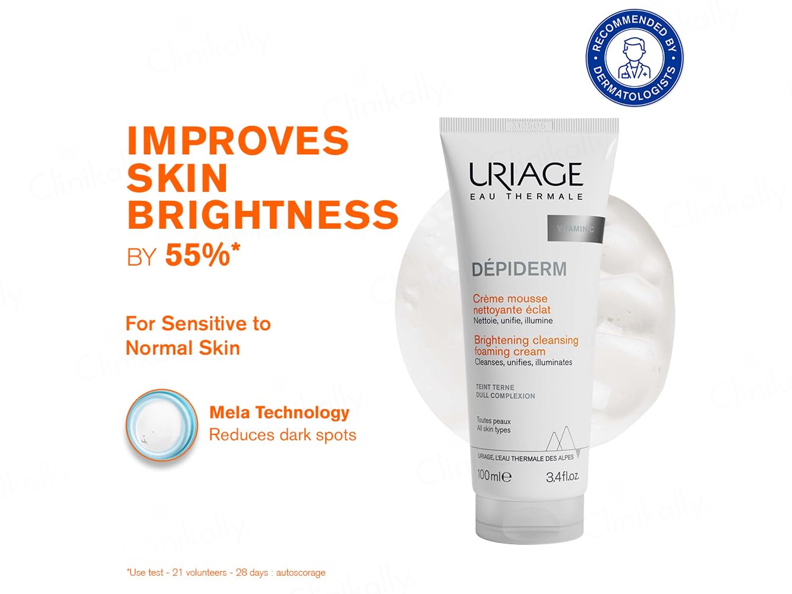 Uriage Depiderm Brightening Cleansing Foaming Cream With Vitamin C