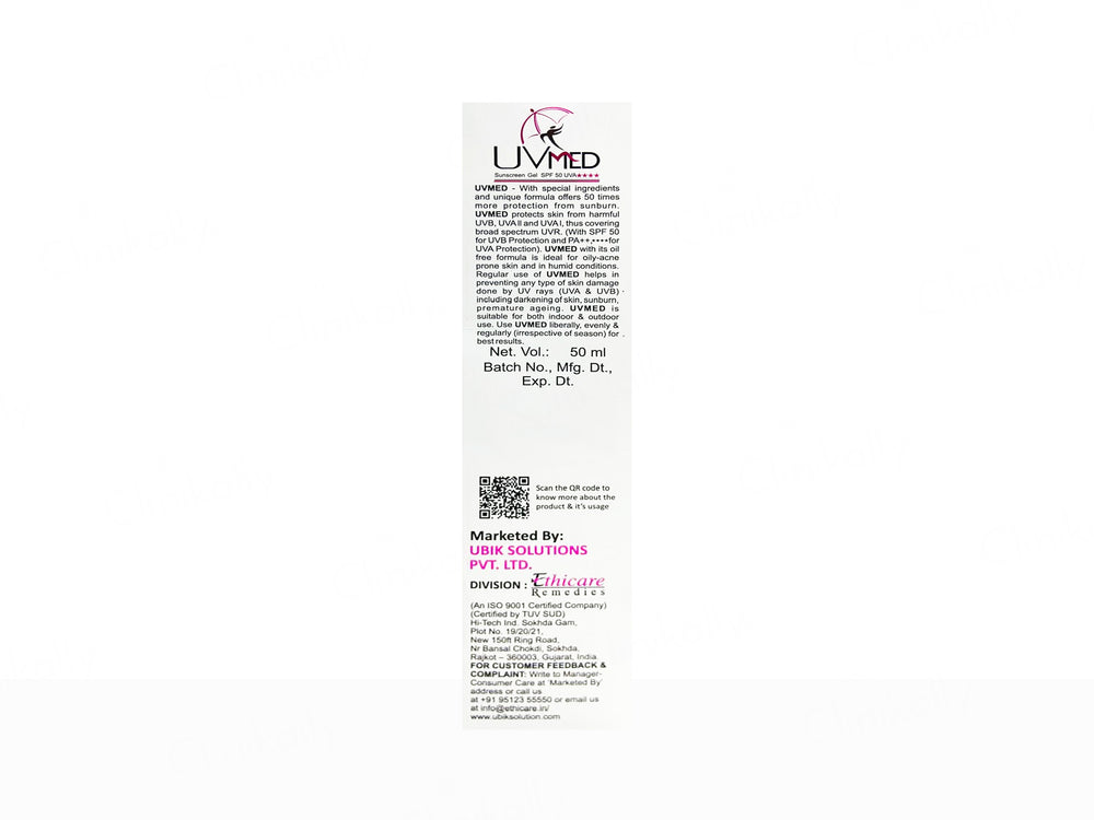 Uvmed Tinted Sunscreen Gel SPF 50