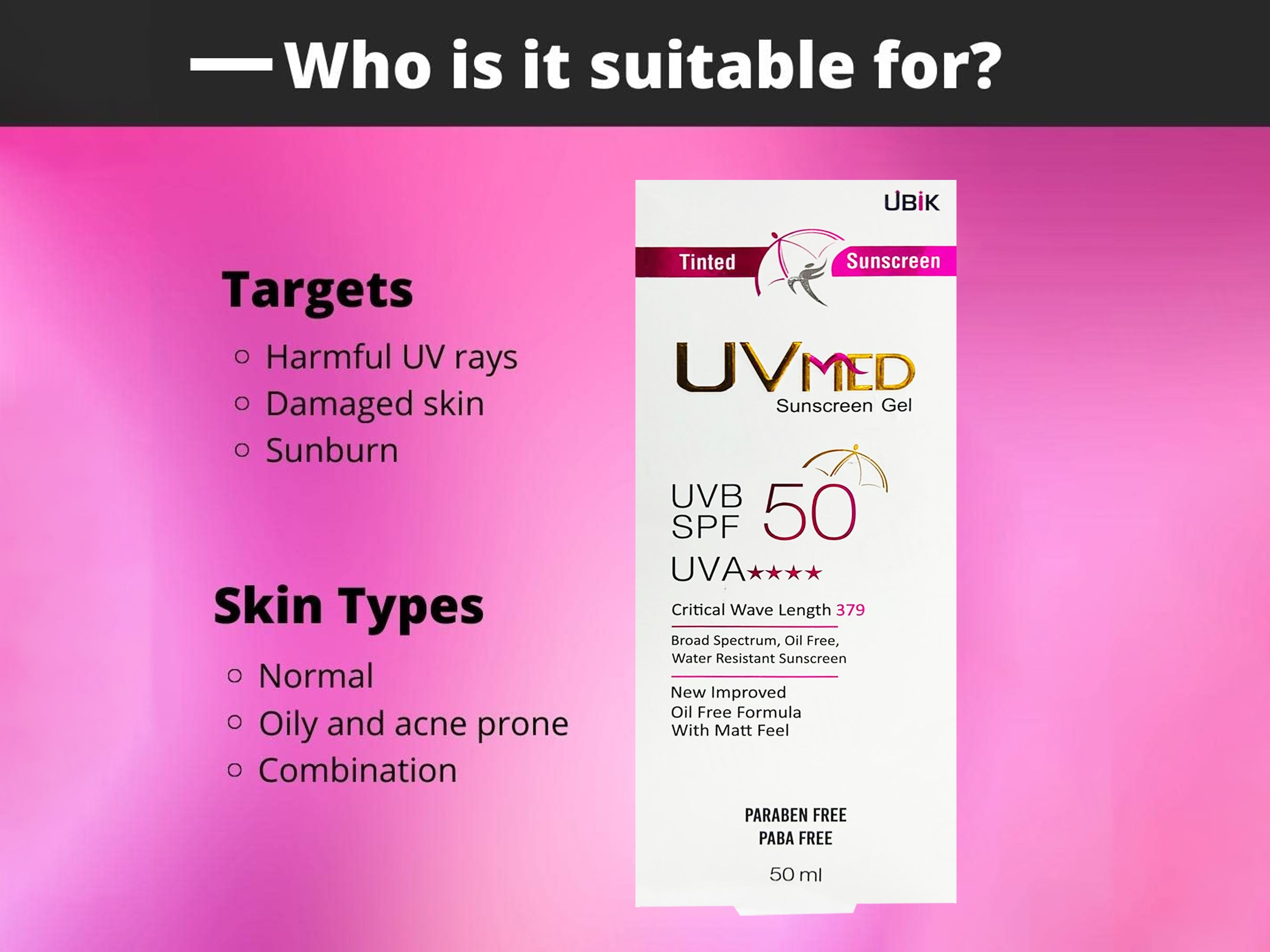 Uvmed Tinted Sunscreen Gel SPF 50