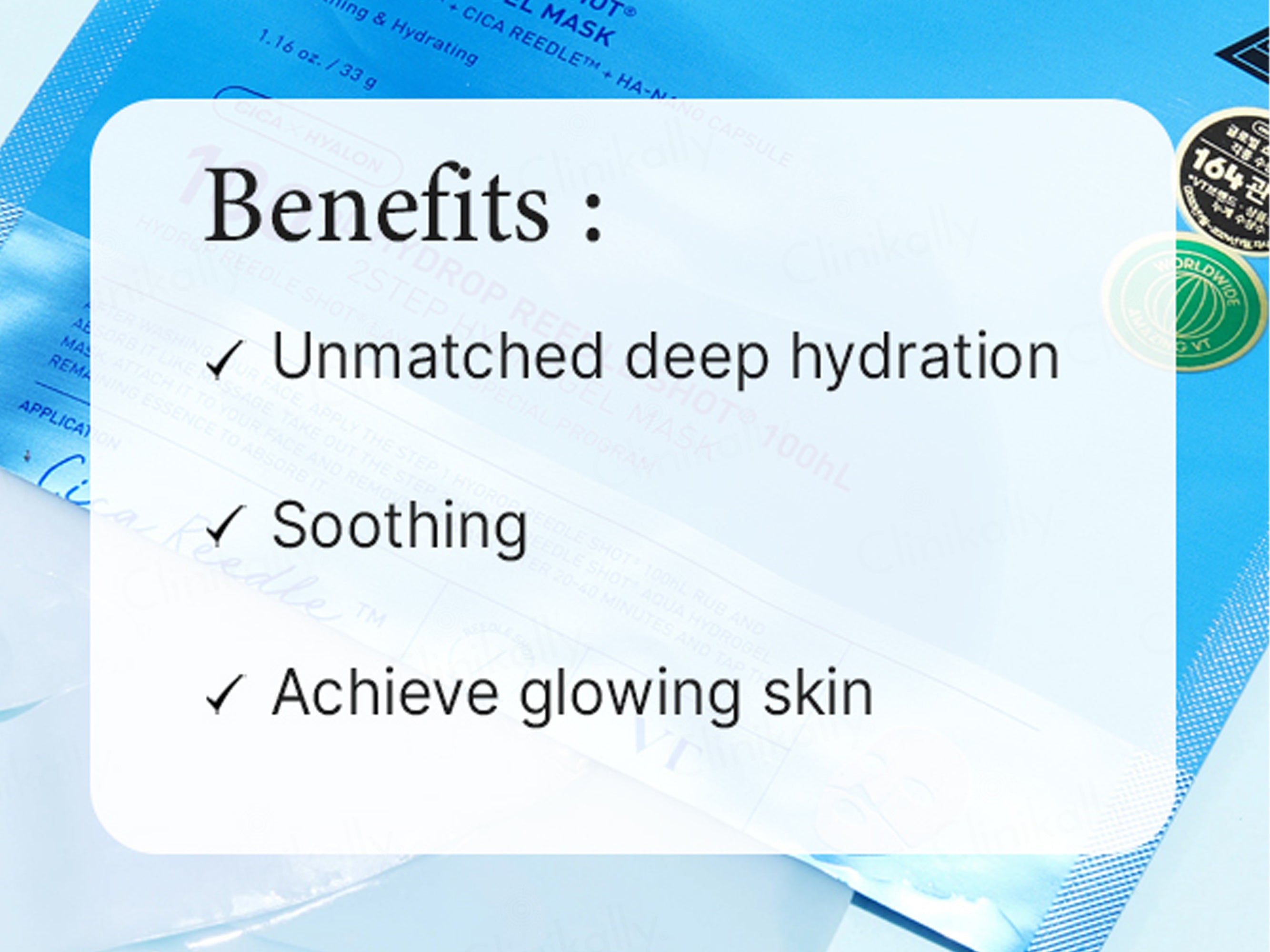 VT Cosmetics 100hL Hydrop Reedle Shot 2-Step Hydrogel Face Mask Kit