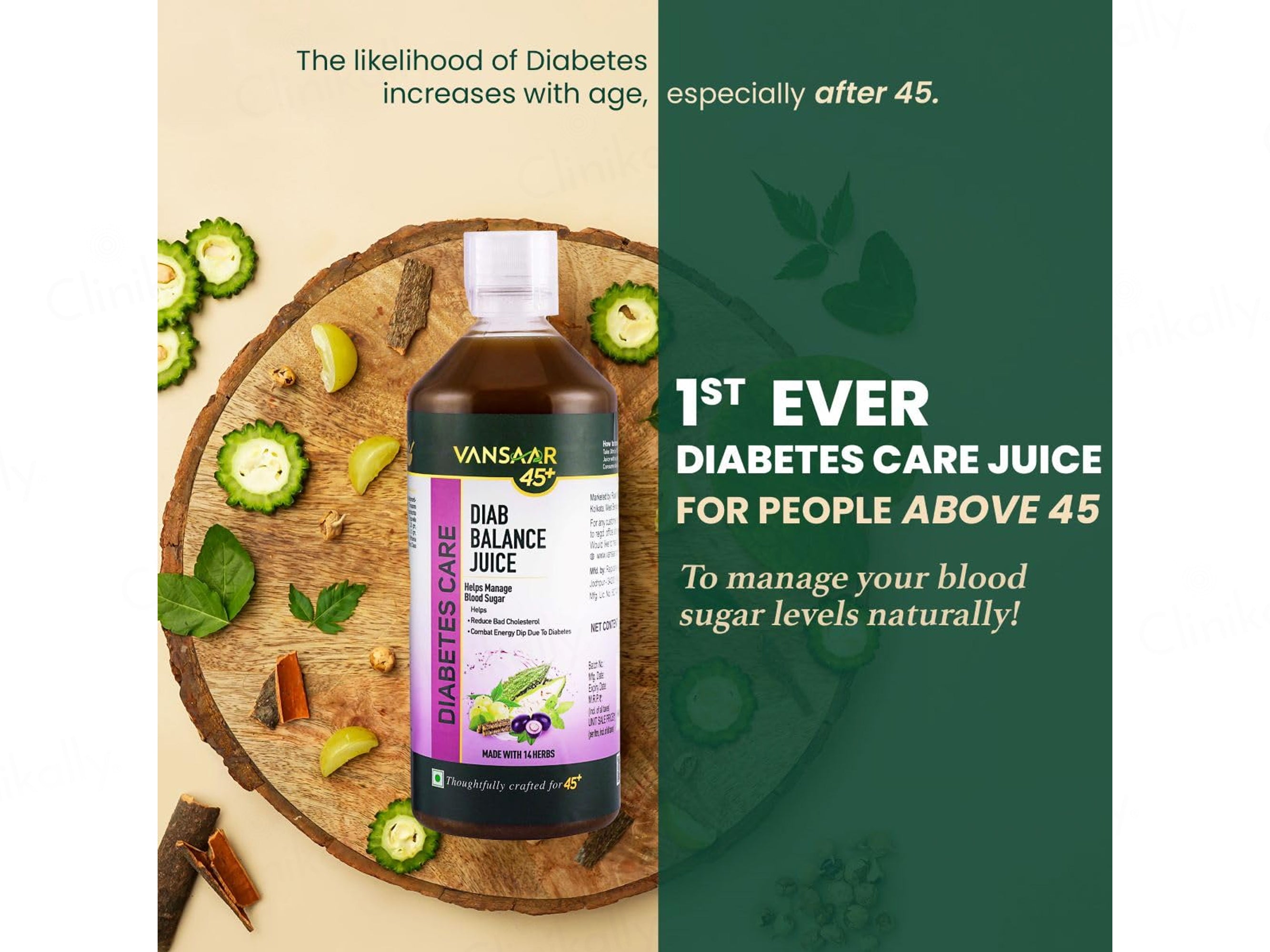 Vansaar 45+ Diabetic Care Diab Balance Supplement Juice