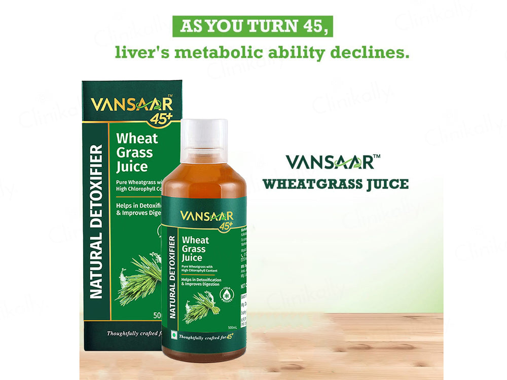 Vansaar 45+ Natural Detoxifier Pure Wheat Grass Supplement Juice