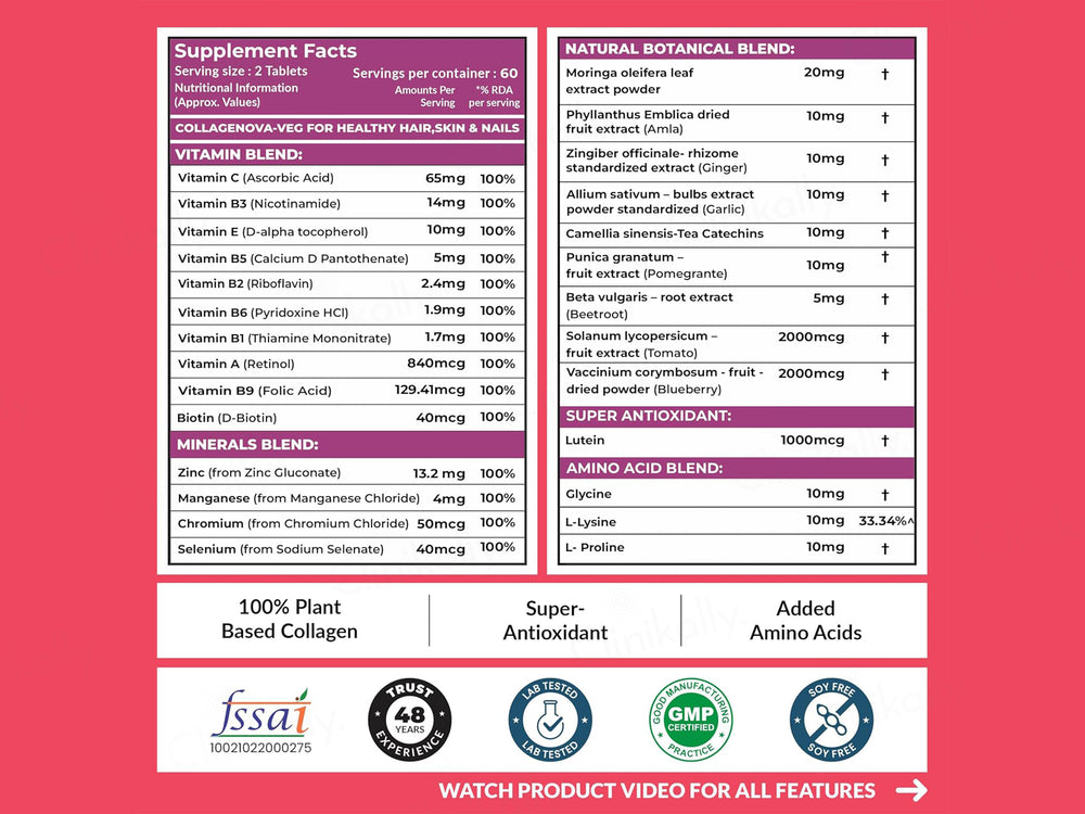 Carbamide Forte Plant-Based Veg Collagen Support Tablet