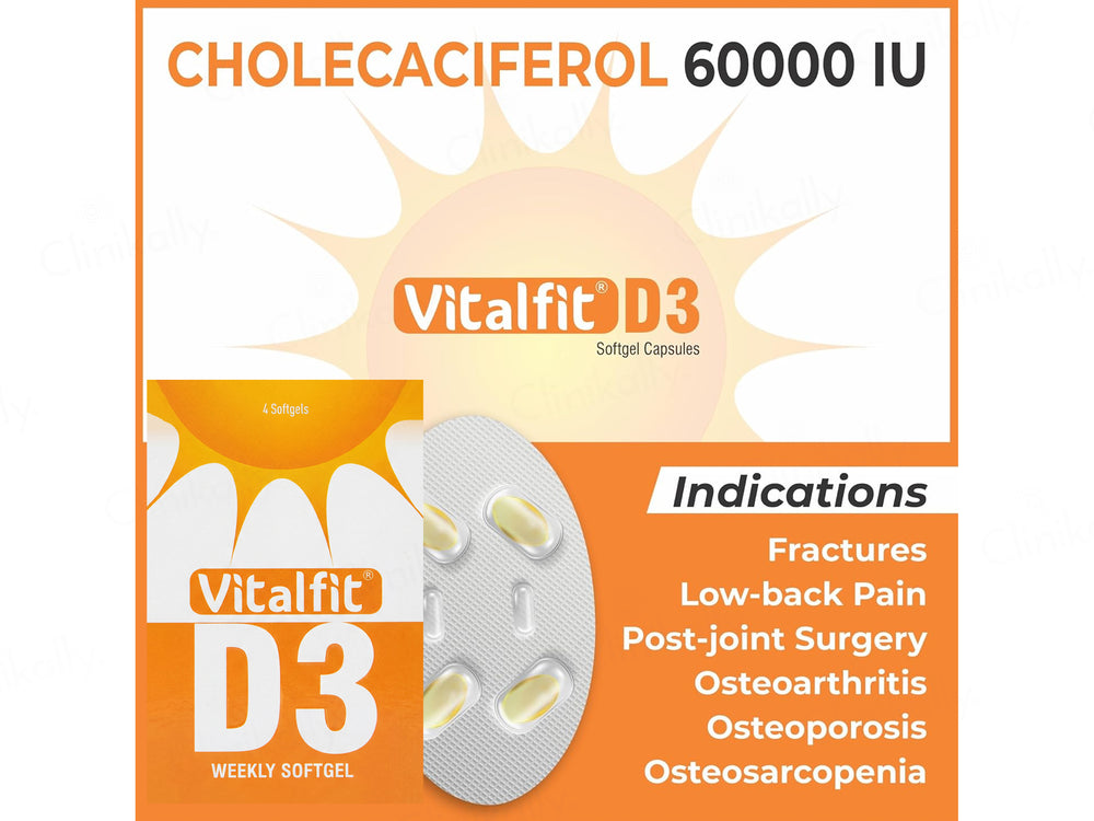 Vitalfit D3 60000 IU Weekly Softgel Capsule