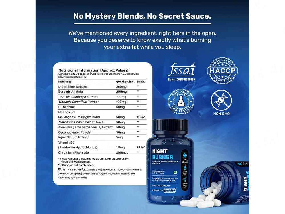 What's Up Wellness Night Burner Nutraceutical Capsule