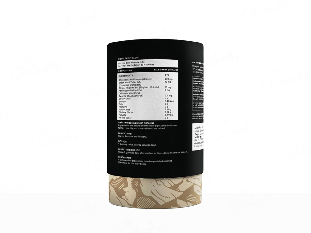 What's Up Wellness Shilajit Resin Nutraceutical Gummies With Gold Dust - Imli Flavour
