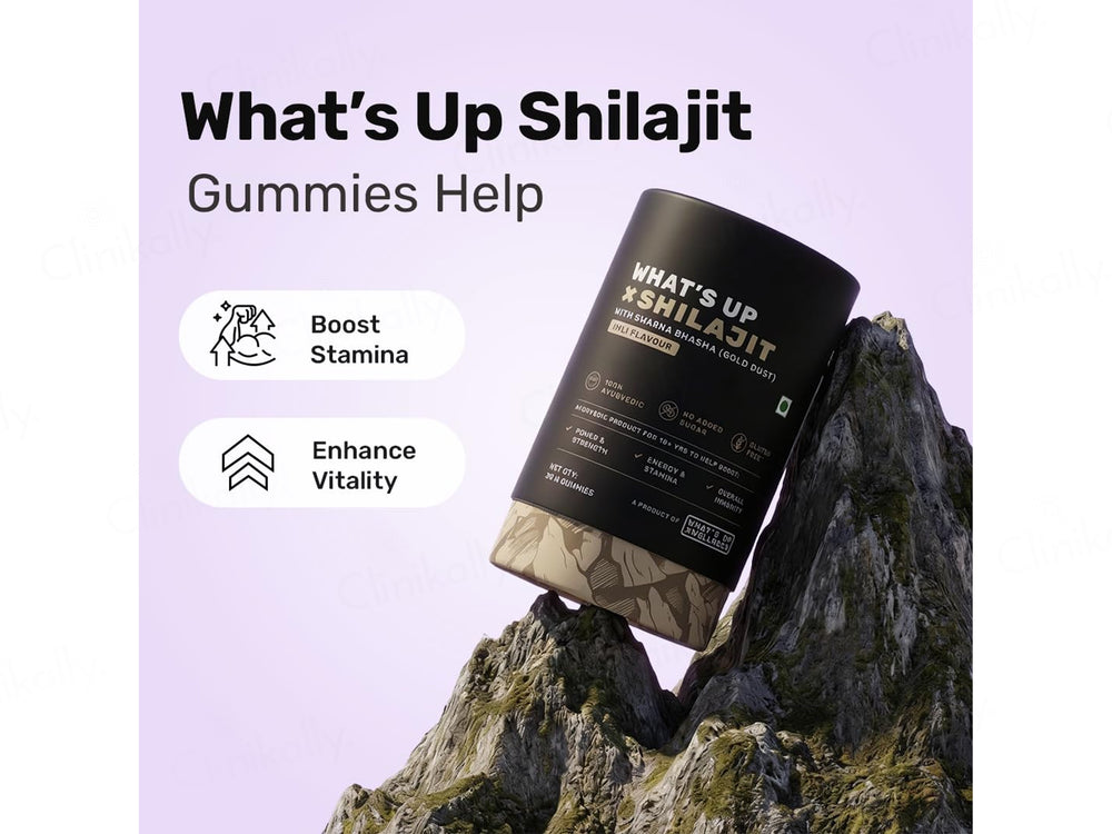 What's Up Wellness Shilajit Resin Nutraceutical Gummies With Gold Dust - Imli Flavour