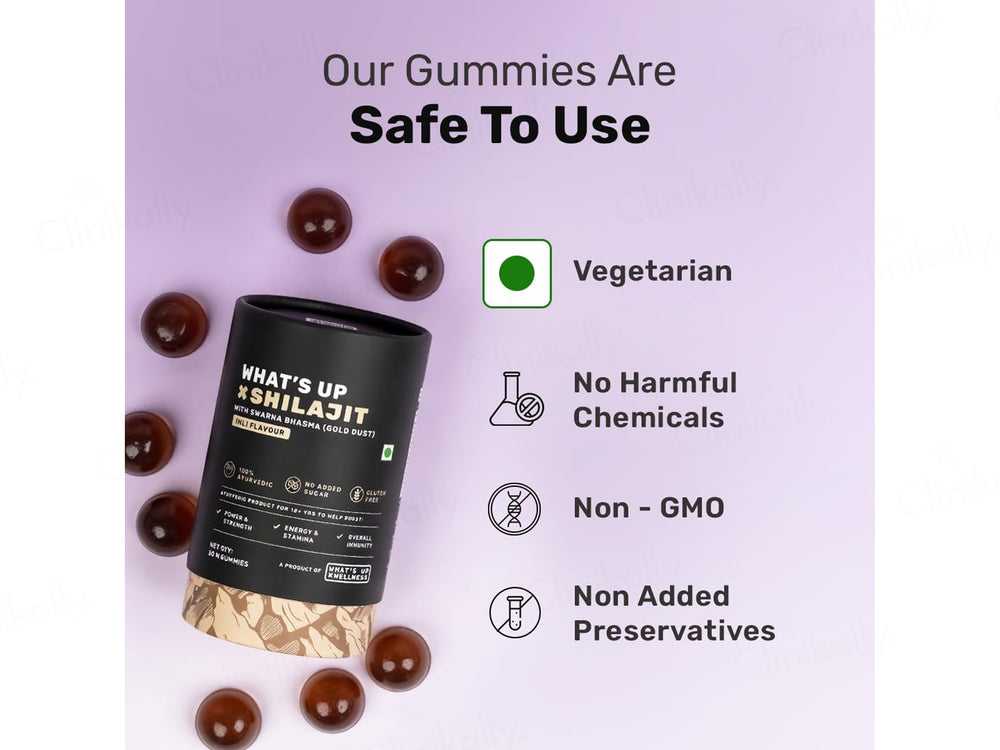 What's Up Wellness Shilajit Resin Nutraceutical Gummies With Gold Dust - Imli Flavour