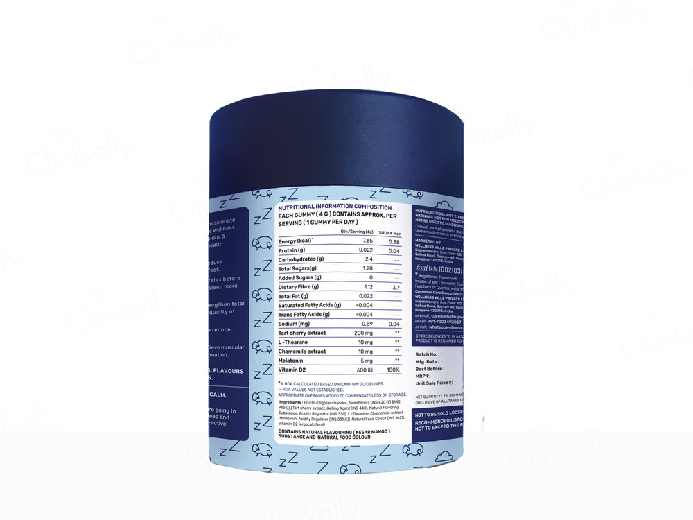 What's Up Wellness Sleep Nutraceutical Gummies - Kesar Mango Flavour