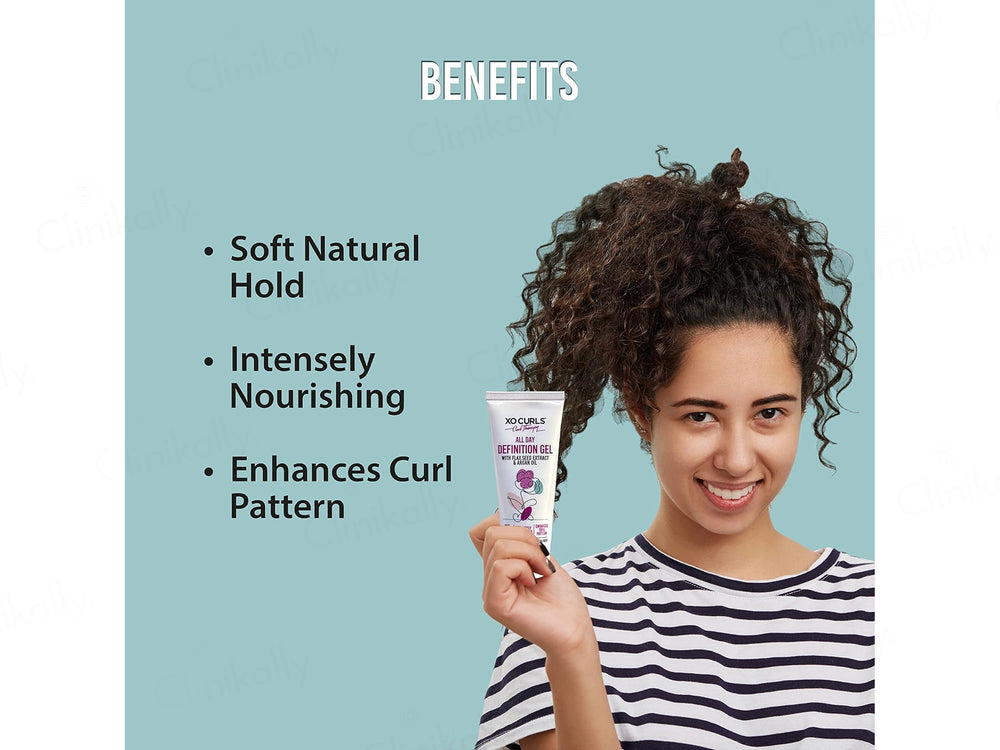 Xo Curls All Day Definition Hair Gel With Flax Seed, Argan & Avocado Oil