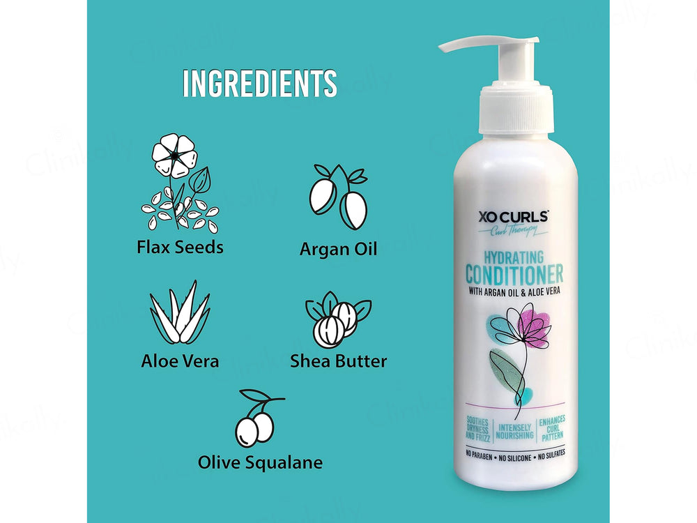 Xo Curls Hydrating Conditioner With Shea Butter, Argan Oil & Aloevera