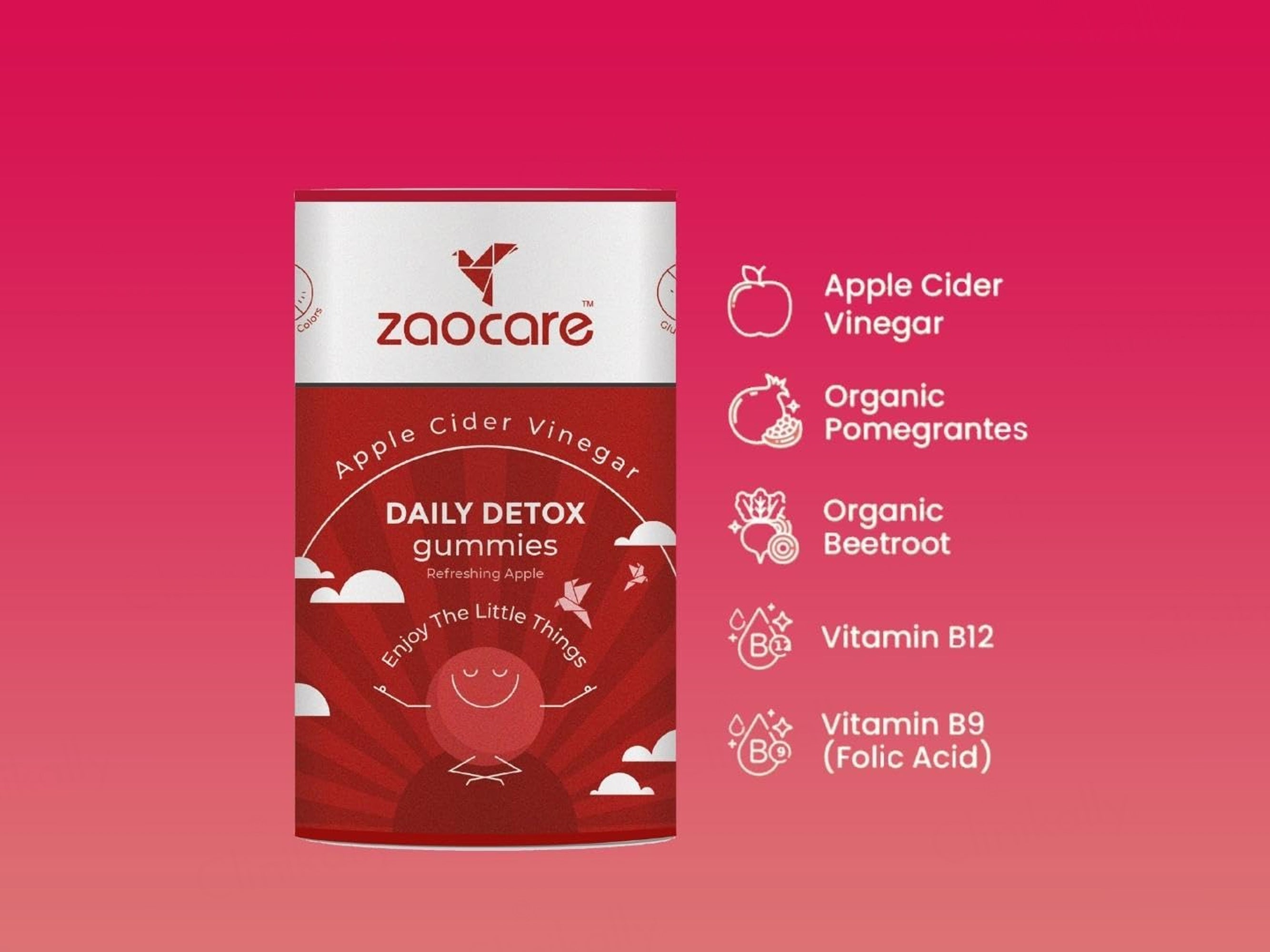 Zaocare Daily Detox Apple Cider Vinegar Gummies - Refreshing Apple Flavour