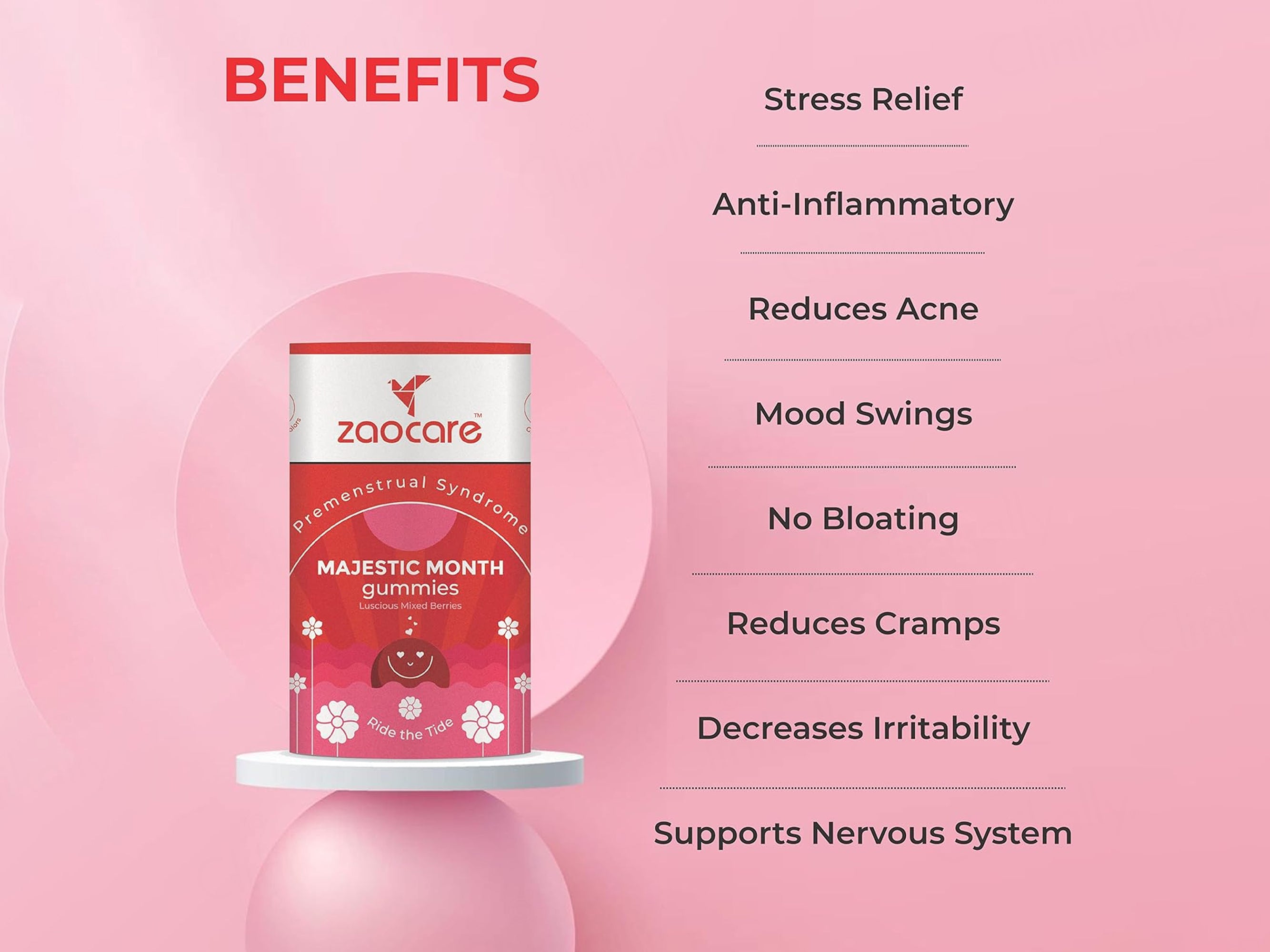 Zaocare Majestic Month Premenstrual Syndrome Gummies - Luscious Mixed Berries Flavour