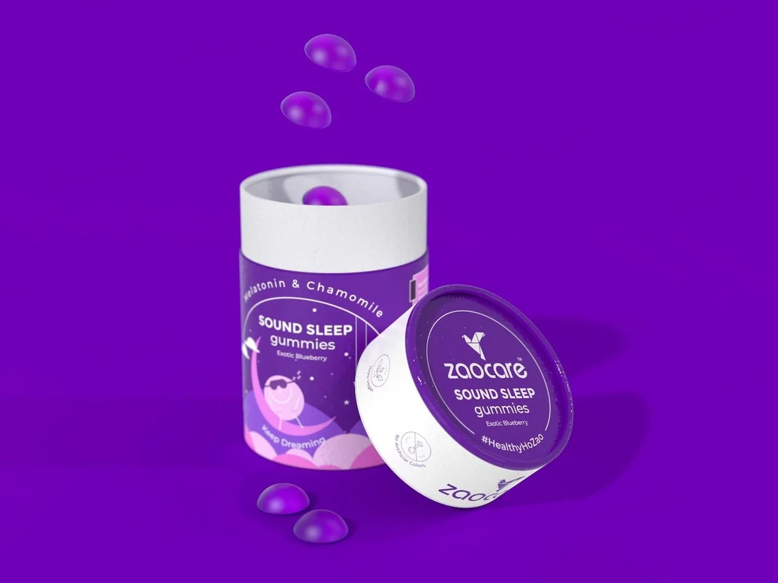 Zaocare Sound Sleep Melatonin & Chamomile Gummies - Exotic Blueberry Flavour