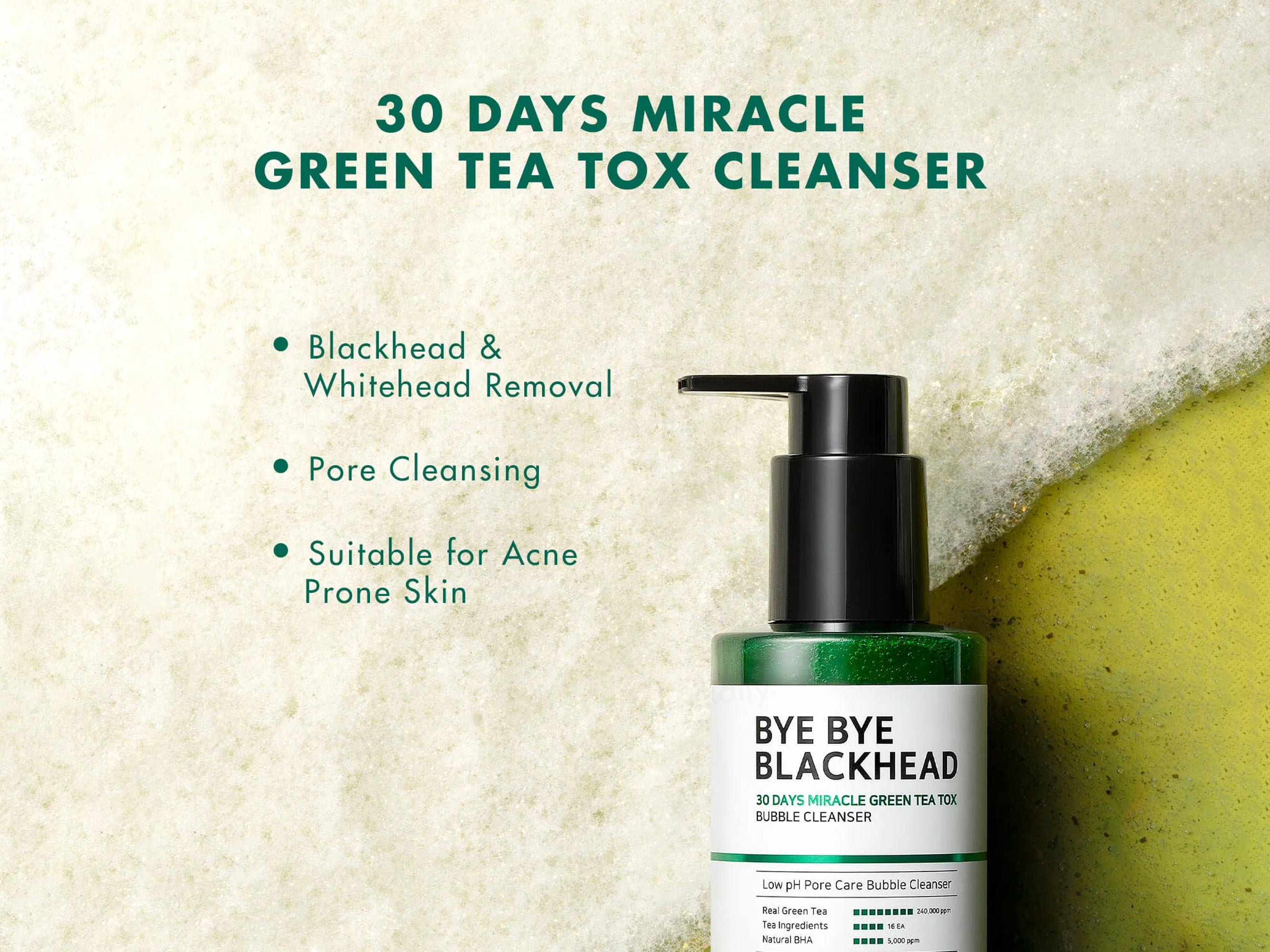 SOME BY MI Bye Bye Blackhead 30 Days Miracle Green Tea Tox Bubble Cleanser