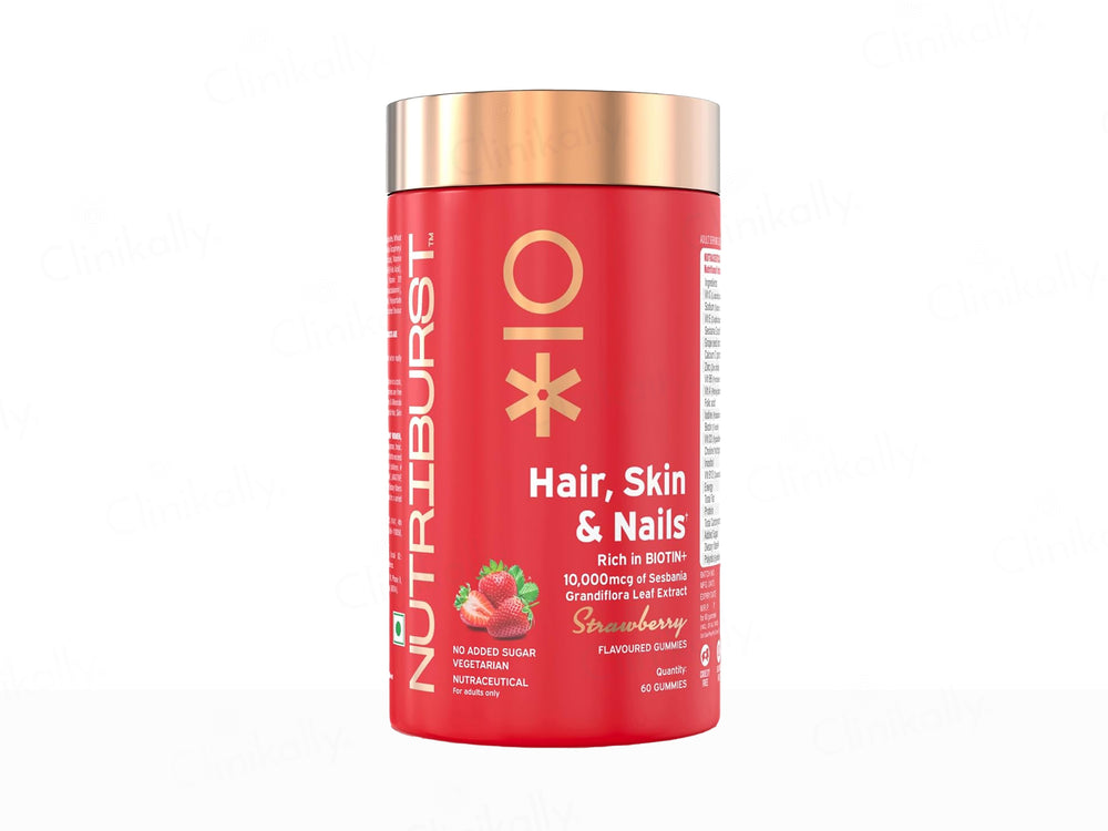 Nutriburst Hair, Skin & Nails Biotin Nutraceutical Gummies - Strawberry Flavour