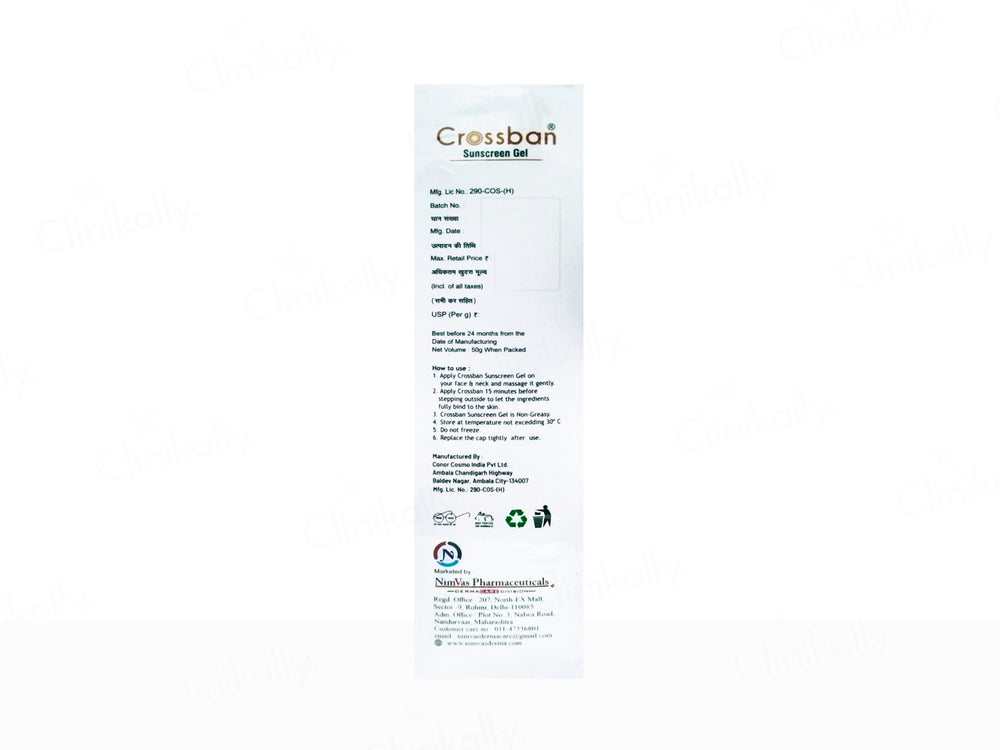 Crossban Ultra Matte Dry Touch Transparent Sunscreen Gel SPF 50 PA+++