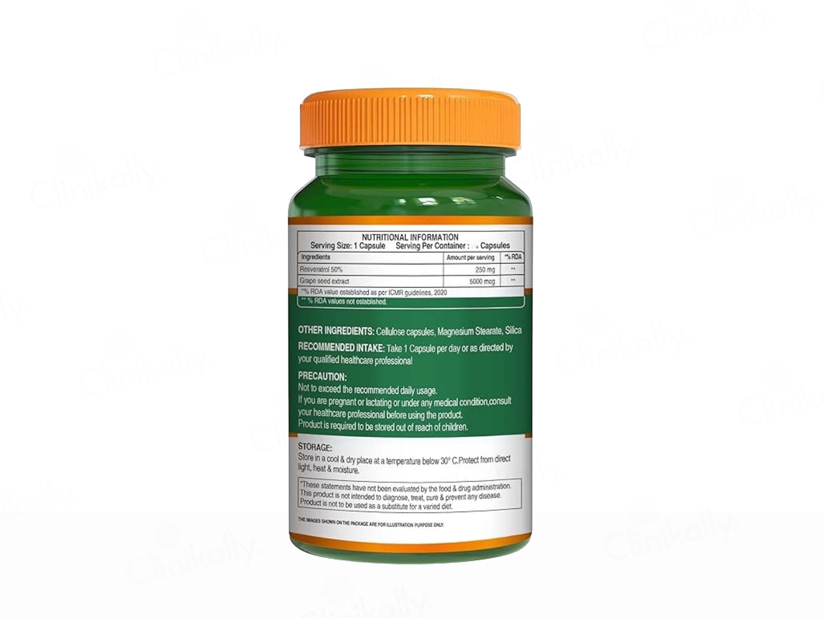 Pure Nutrition Resveratrol Plus Grape Seed Extract 255mg Veg Capsule