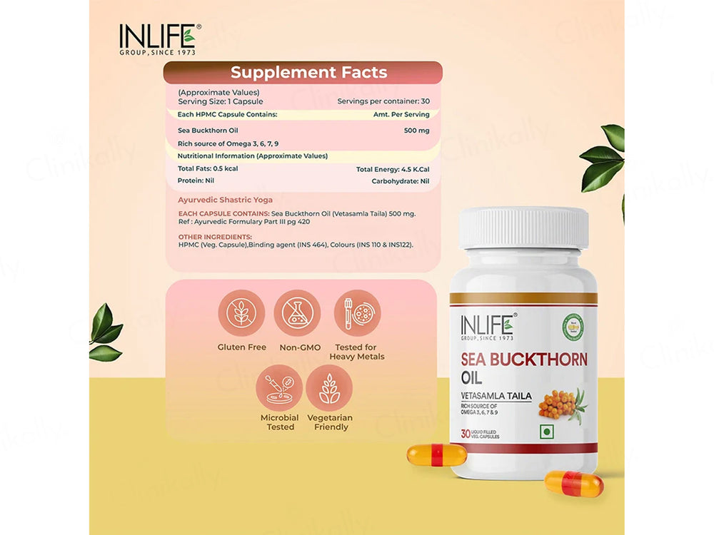 Inlife Sea Buckthorn Oil Liquid Filled Veg Capsule