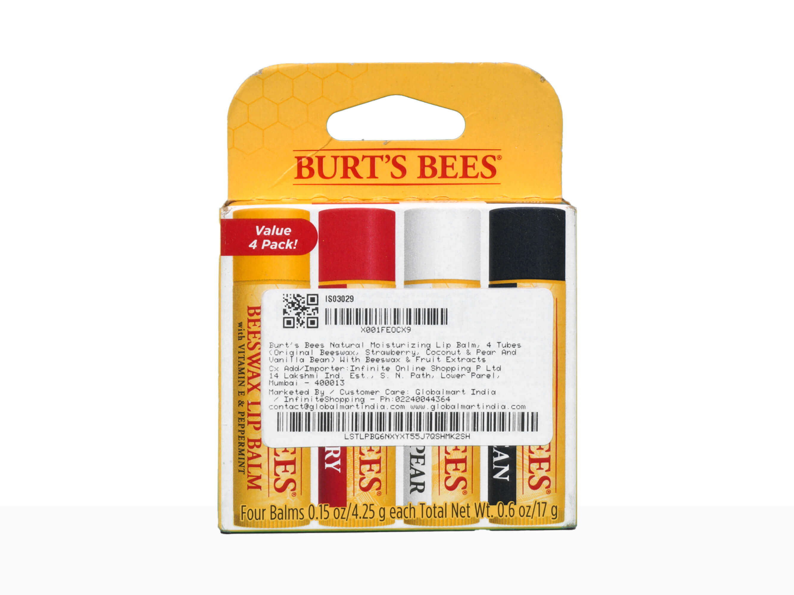 Burt's Bees 100% Natural Moisturizing Lip Balm, Original Beeswax with  Vitamin E and Peppermint Oil, 1 x 4.25g 