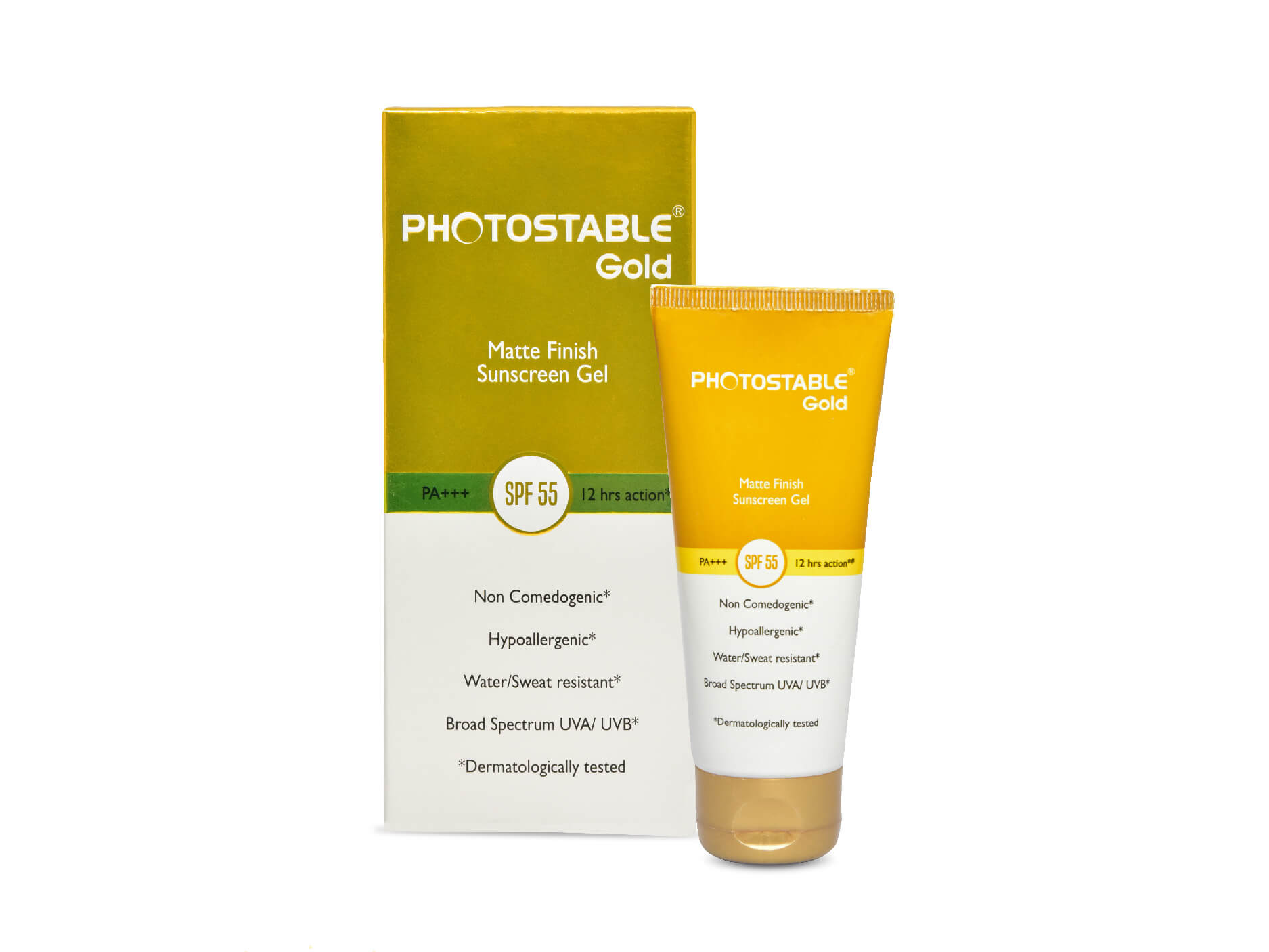 Photostable Gold Matte Finish Sunscreen Gel SPF 55-Clinikally