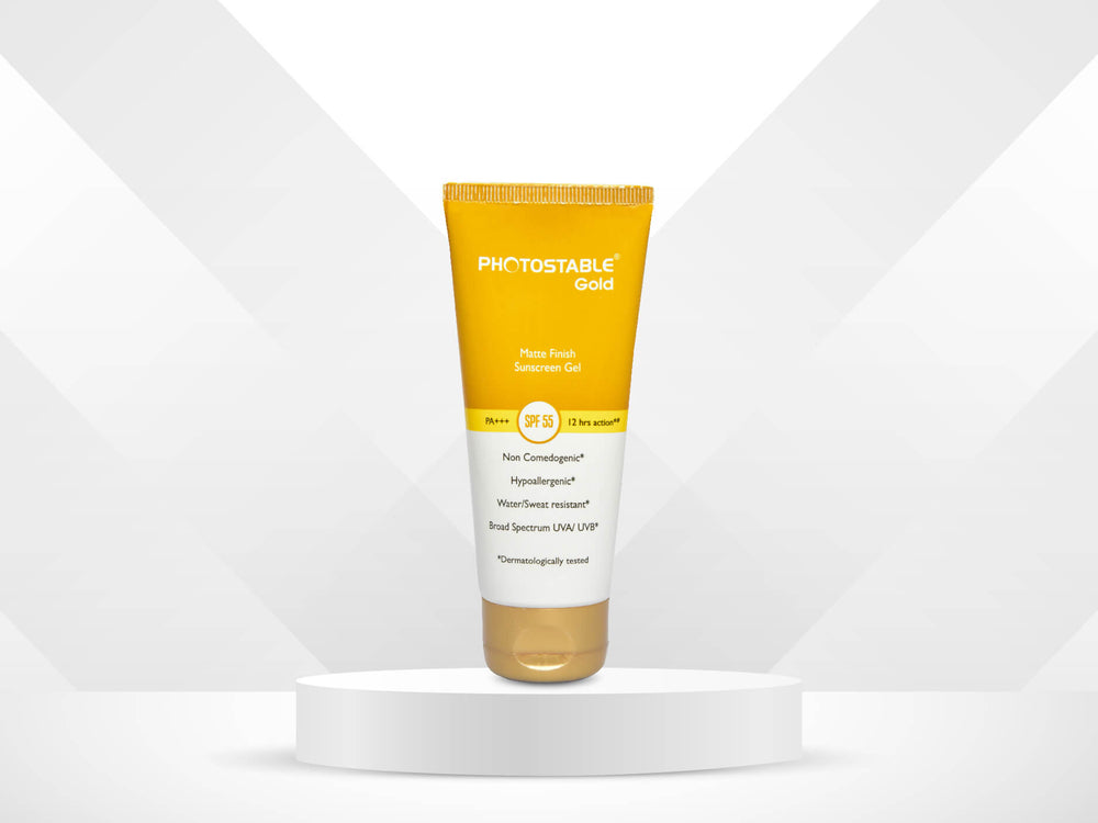 Photostable Gold Matte Finish Sunscreen Gel SPF 55-Clinikally