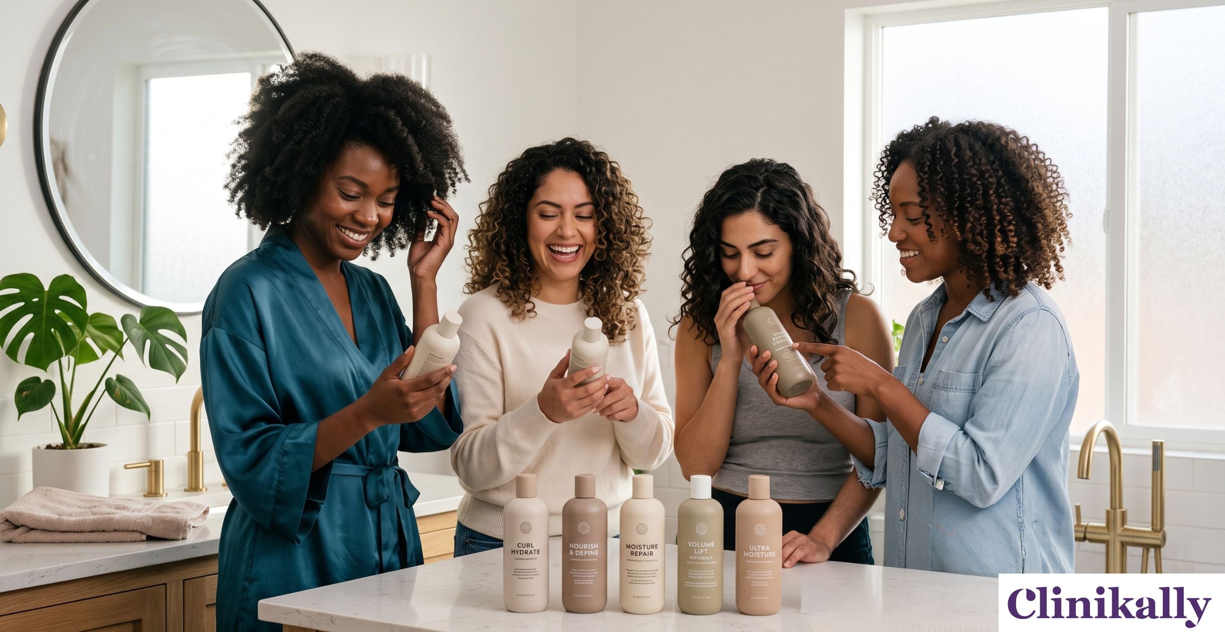 People comparing dermatologist-recommended shampoos for curly hair