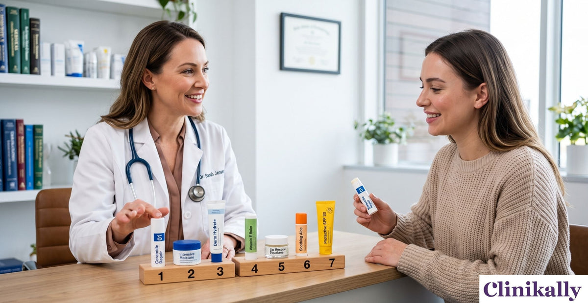 Dermatologist recommending lip balms for dry lips