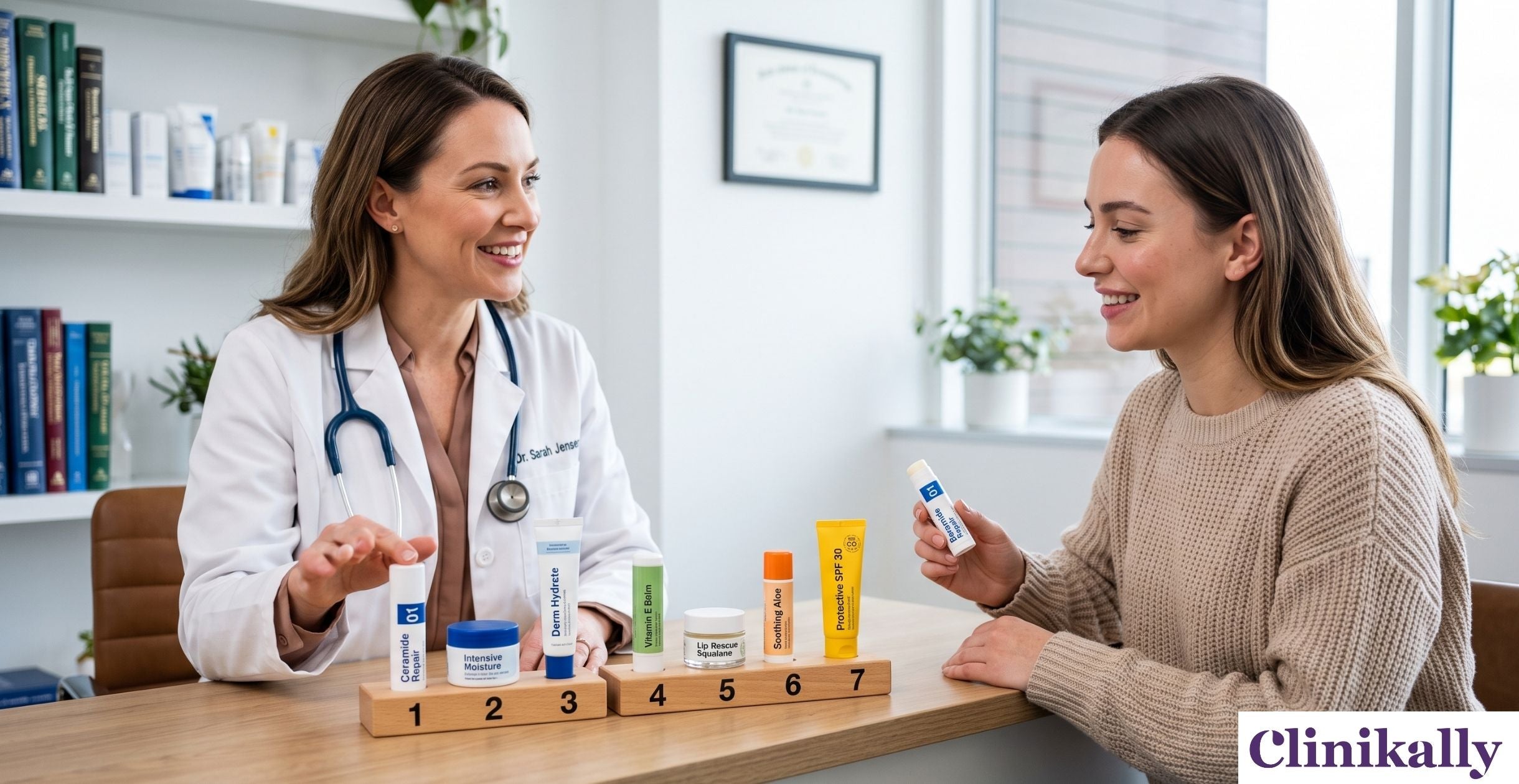 Dermatologist recommending lip balms for dry lips