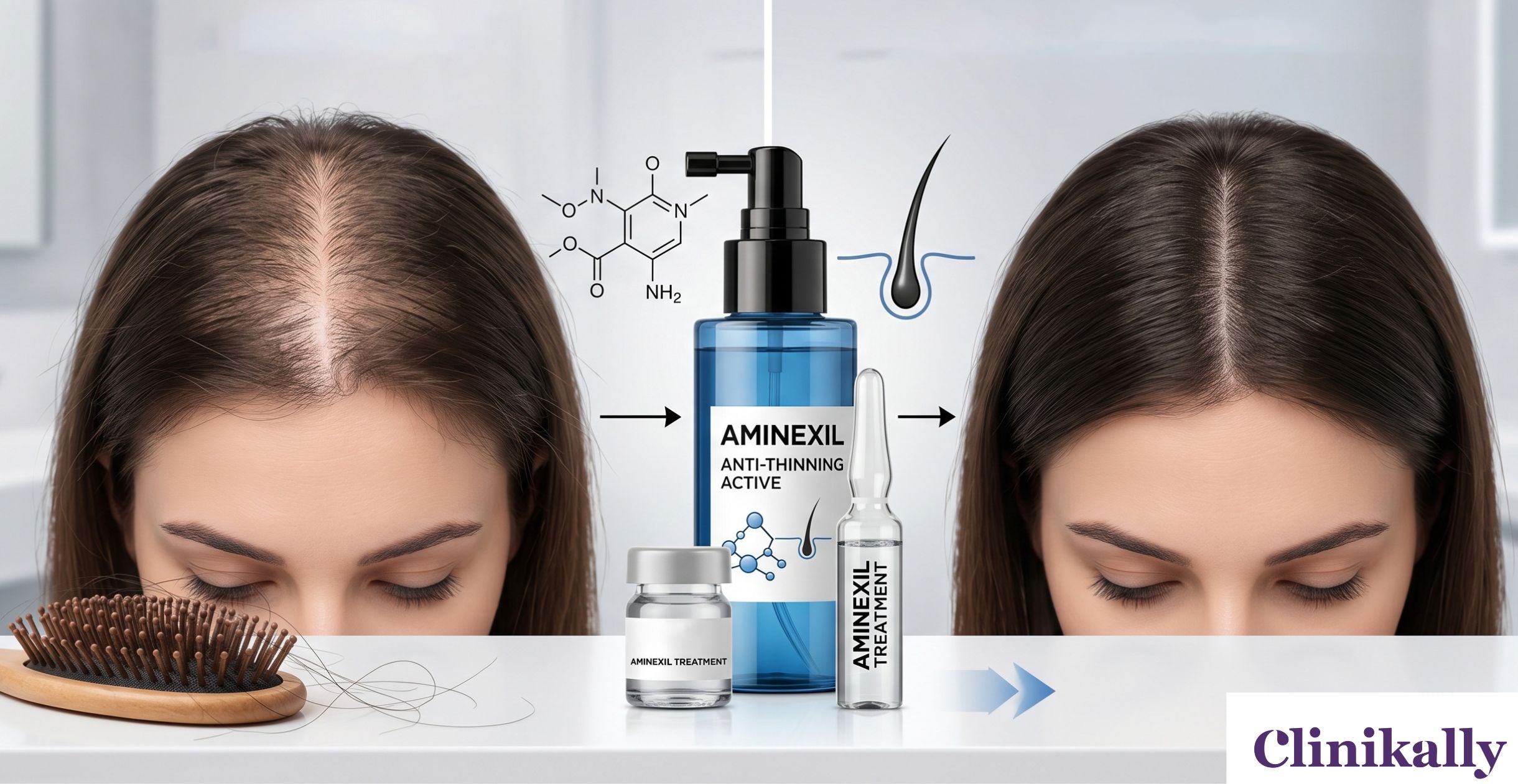 Aminexil treatment for thinning hair and visible regrowth