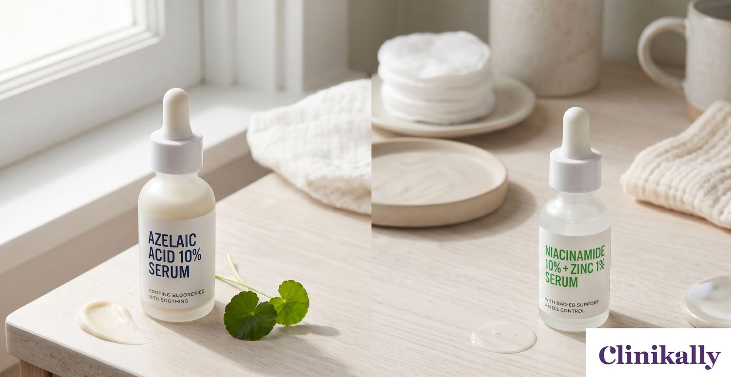 Azelaic Acid vs Niacinamide serums for acne, redness and dark spots