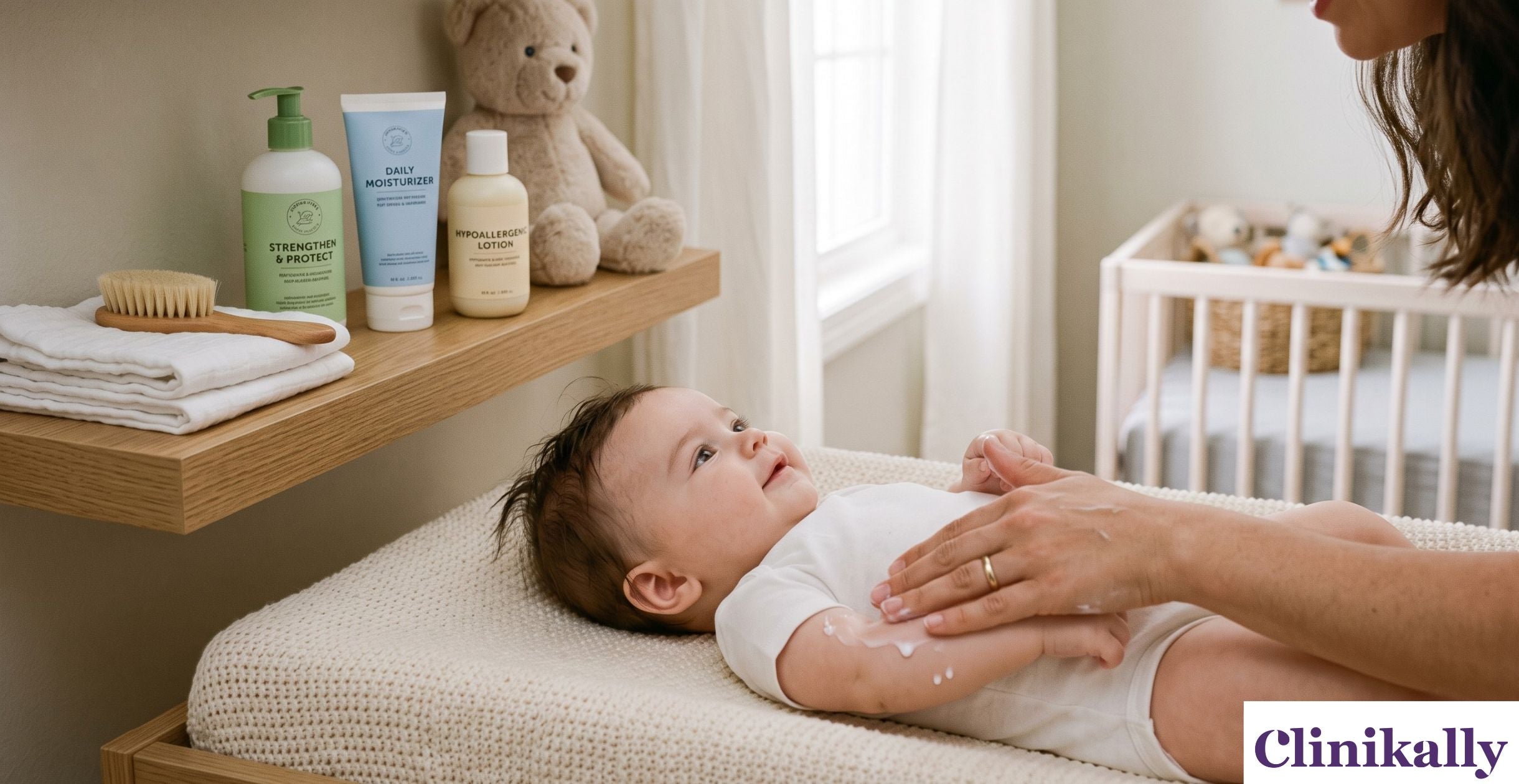 Baby skincare essentials with lotion