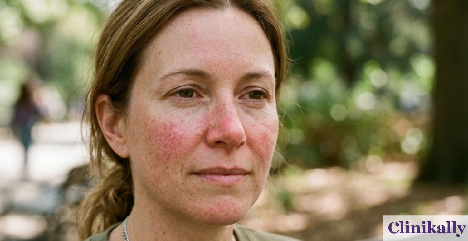 Women with couperose facial redness