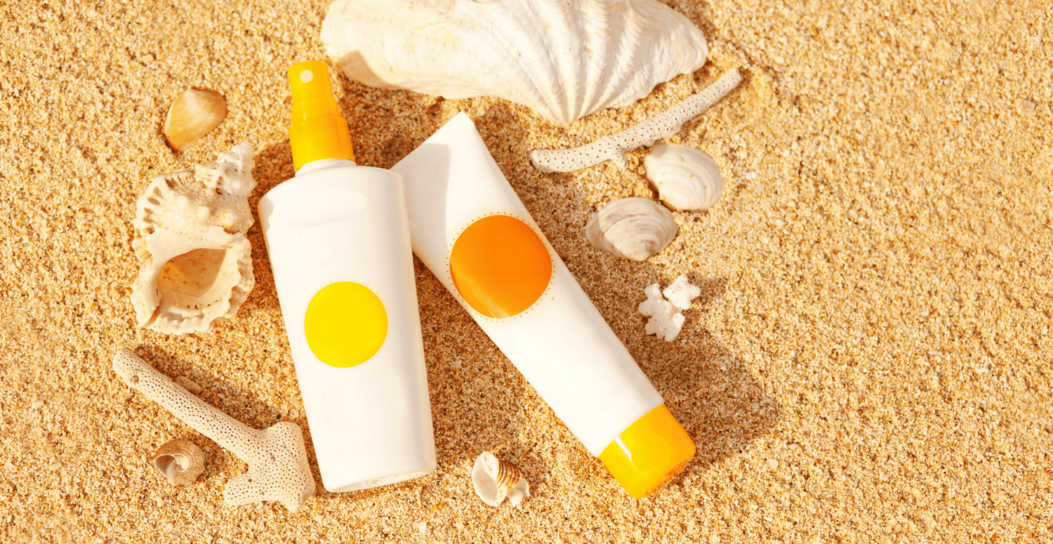 different bottles of tinted sunscreen